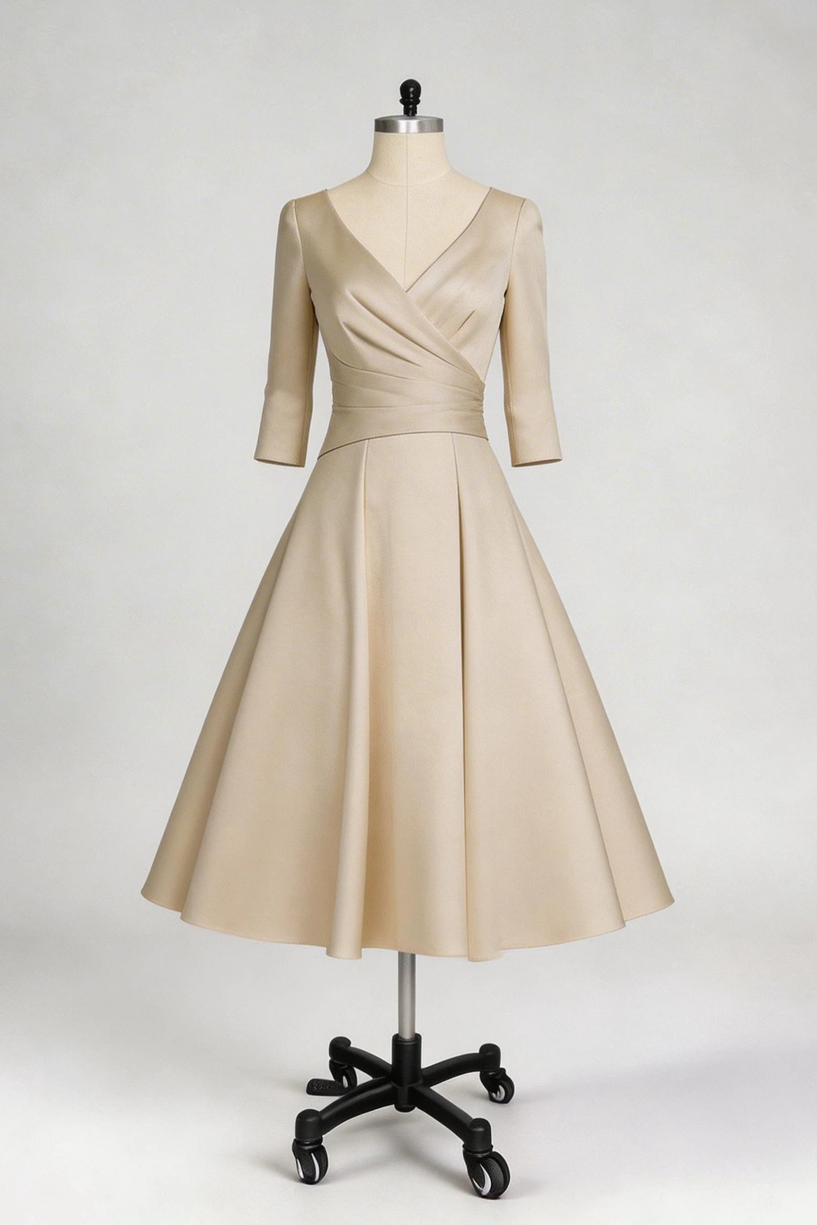 A-Line Tea Length Satin Mother Dress CM0081