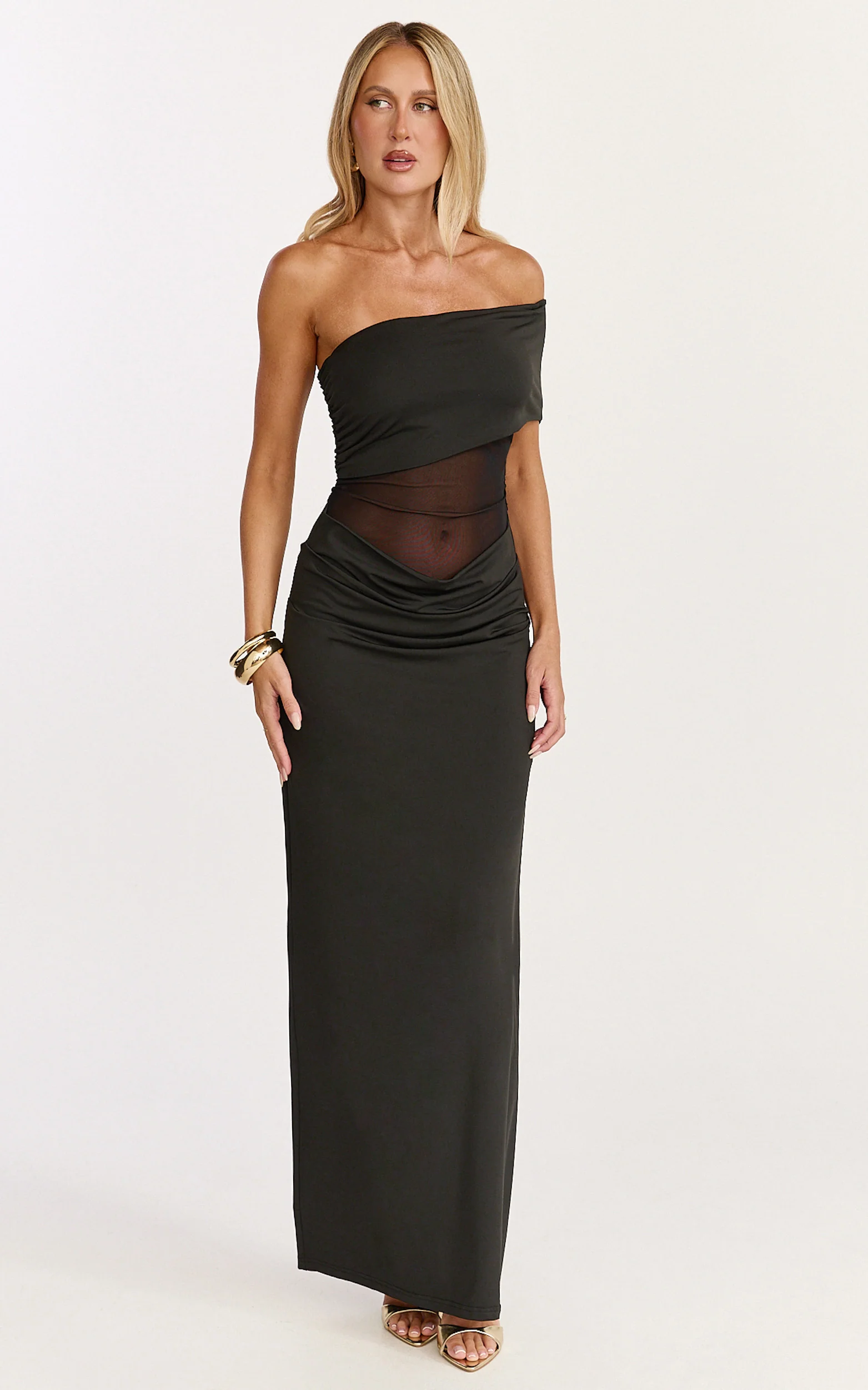 Riley Maxi Dress - Gathered Over Bust Dress in Black