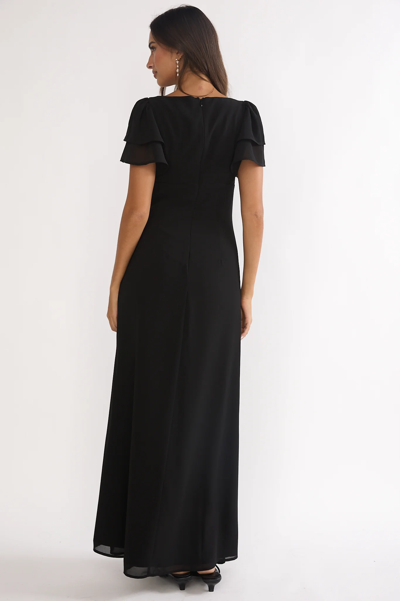 Elorin Lace Trim Maxi Dress Black