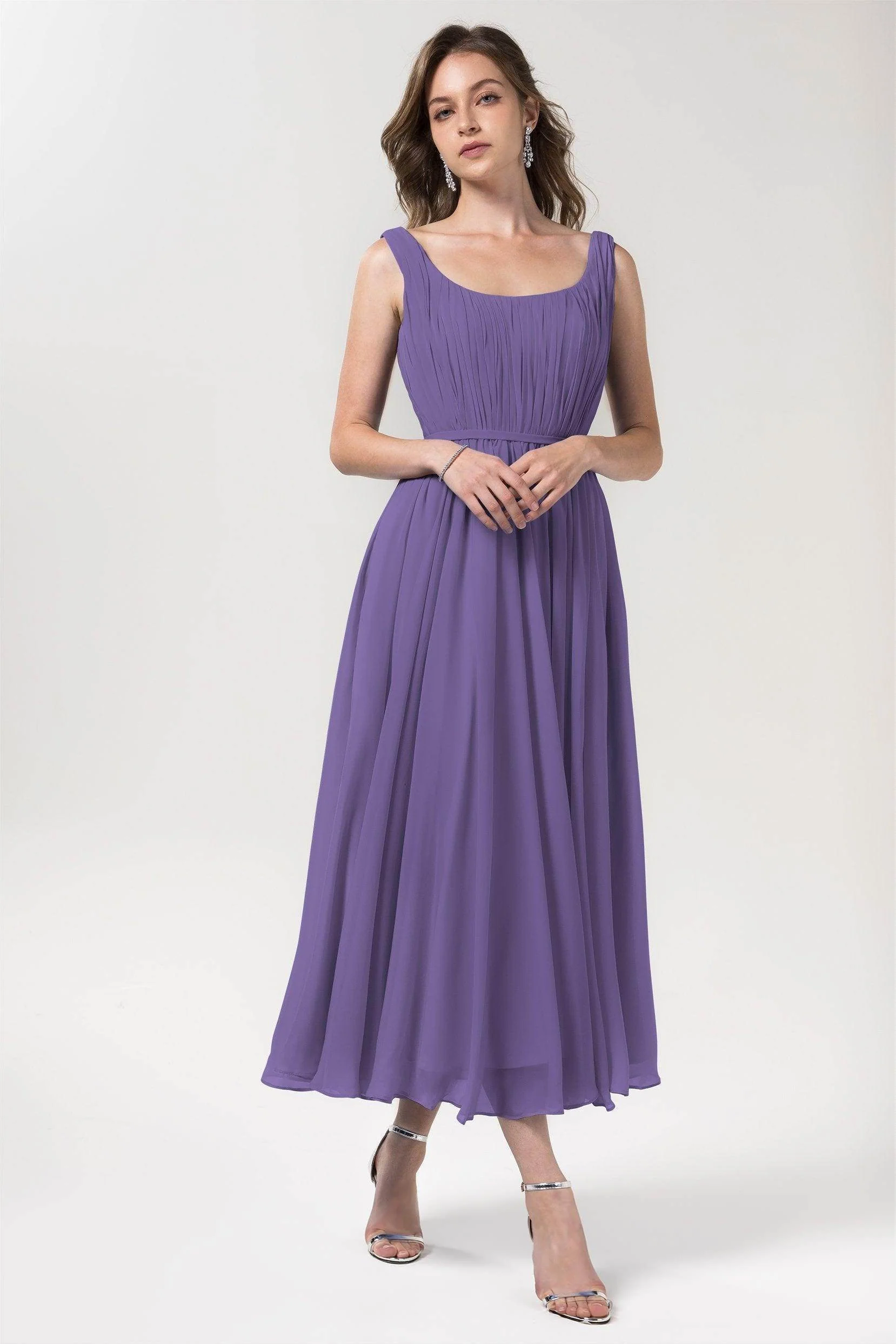 A-Line Tea Length Chiffon Bridesmaid Dress CB0555