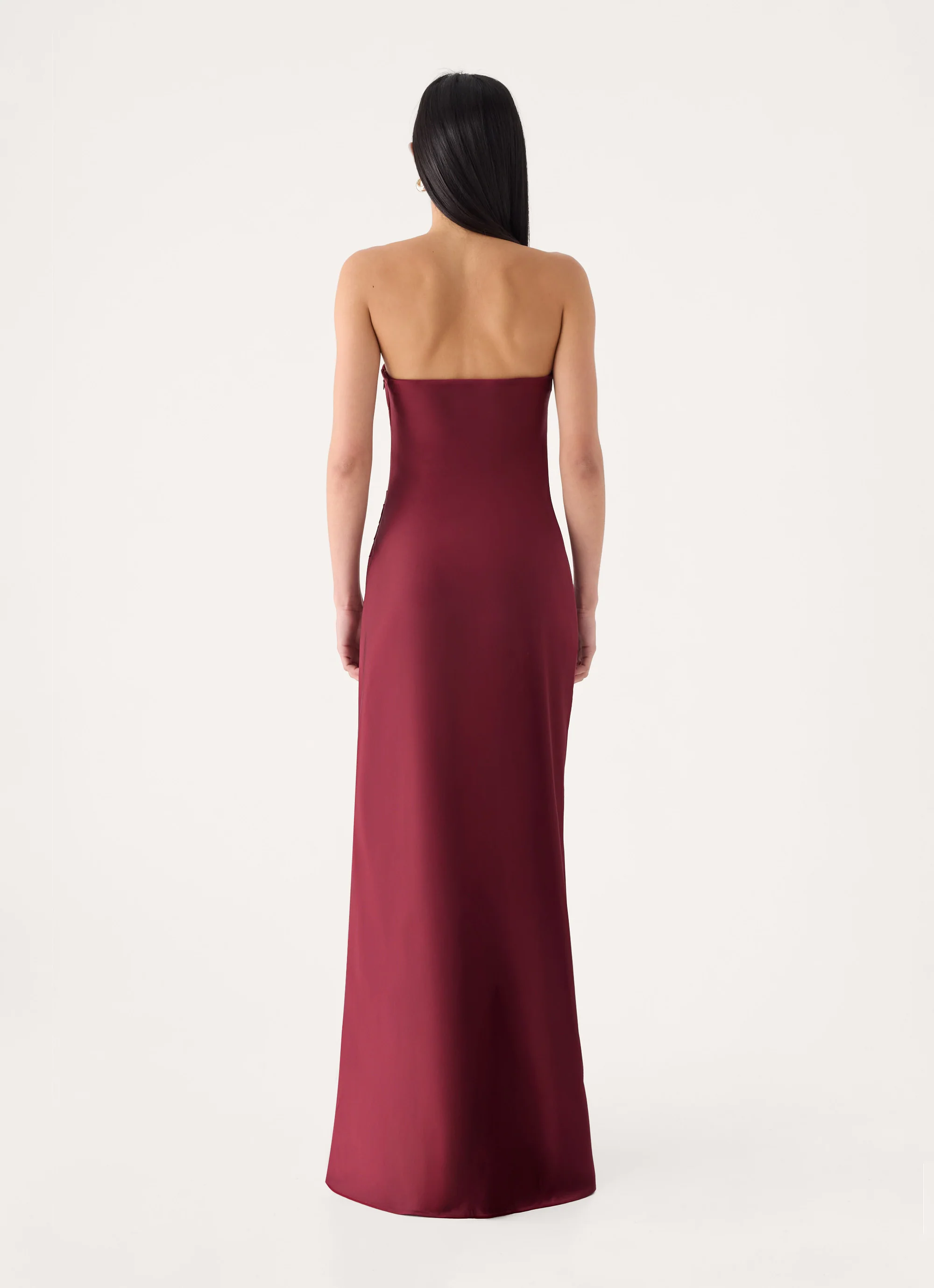 Rinari Strapless Maxi Dress - Maroon - FASHION NOB