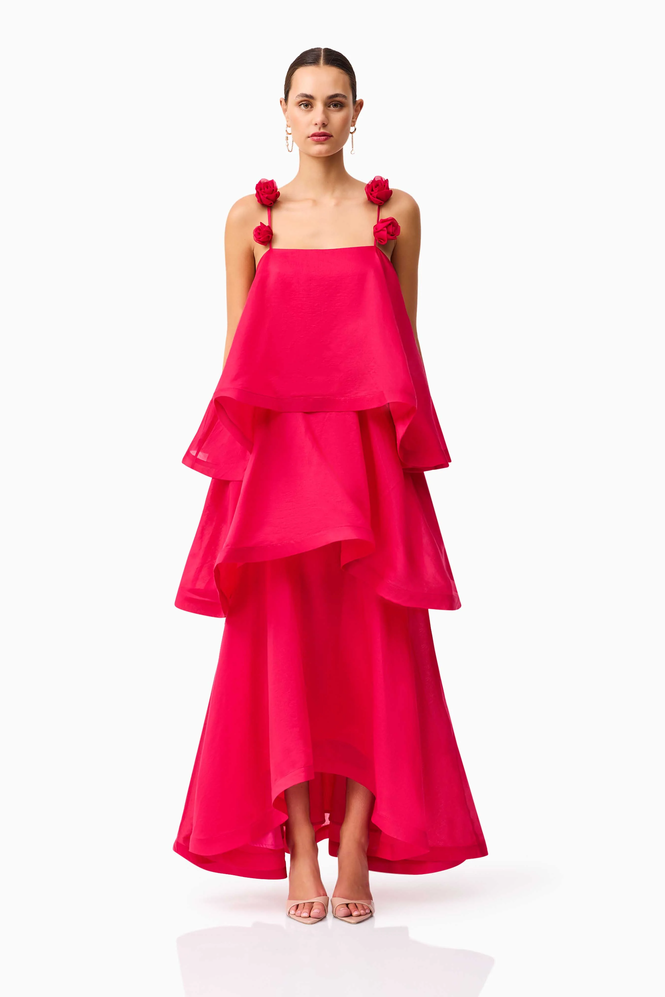 Thalia Tiered Gown in Pink