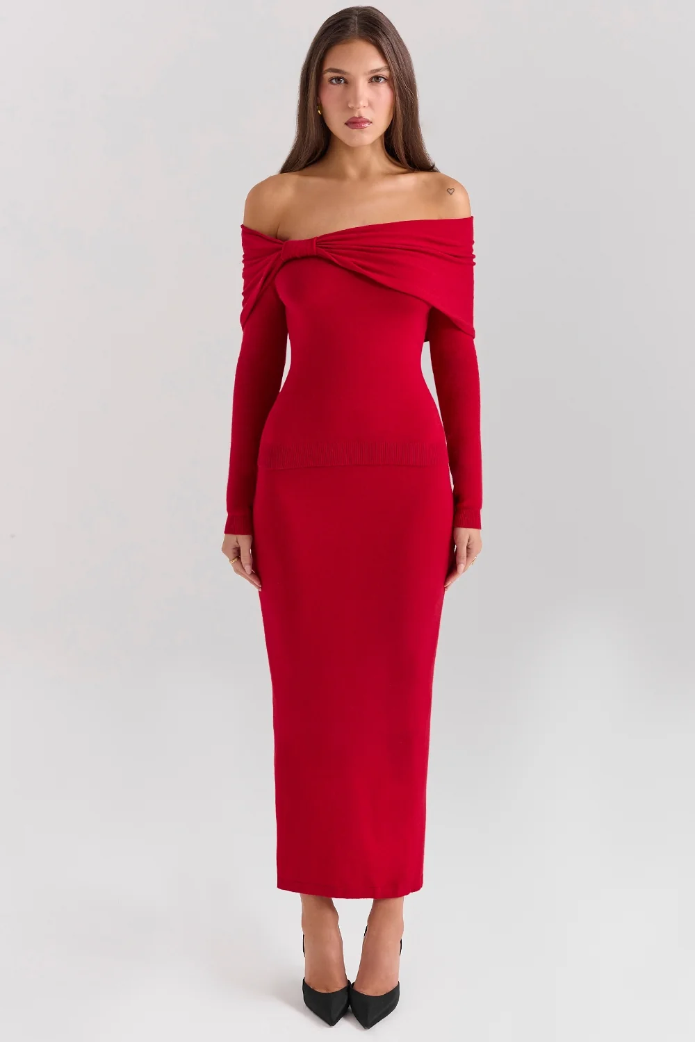 Holly Red Cashmere Blend Midi Skirt