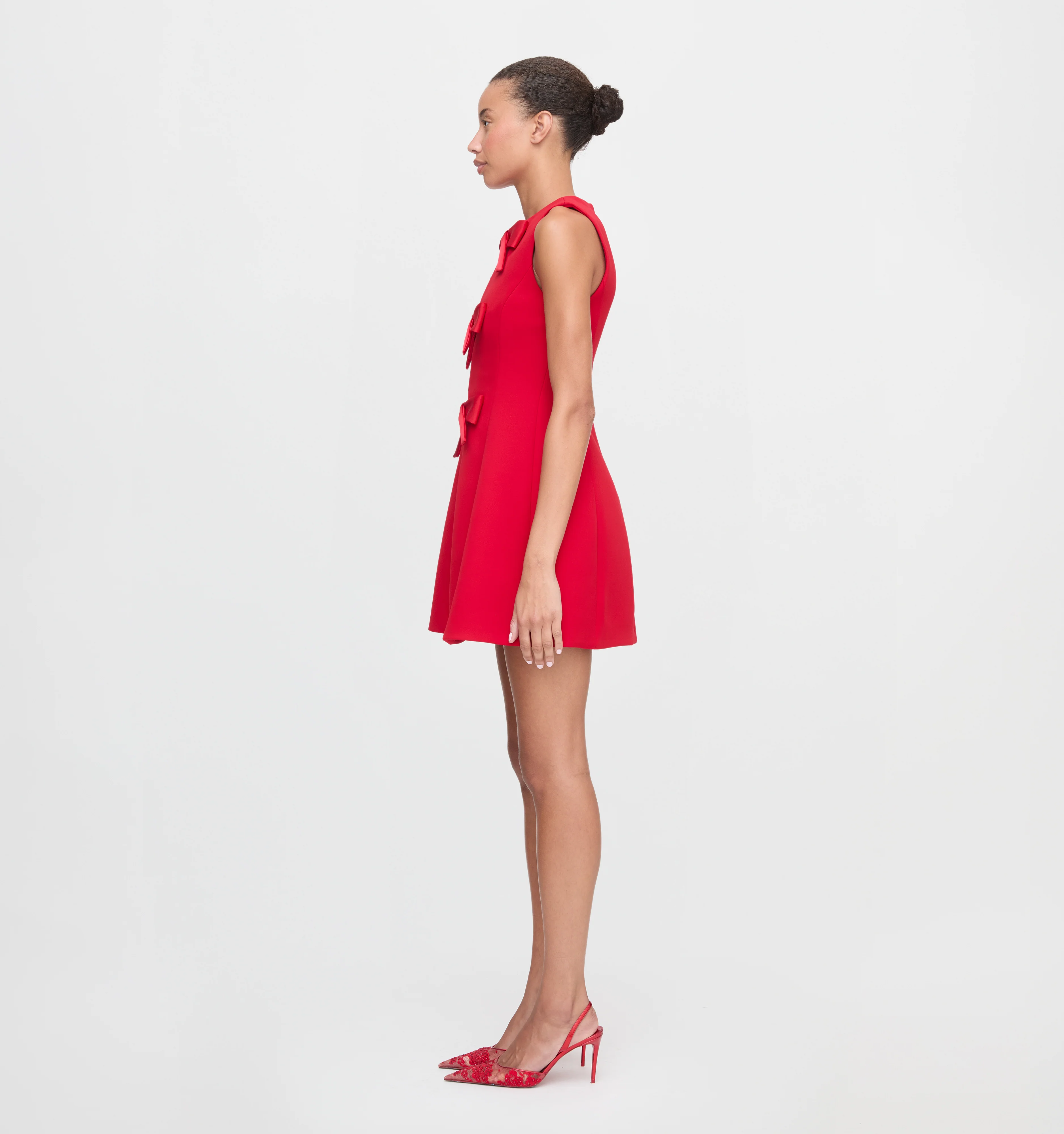 The Blythe Bow Dress - Red with Red Bows