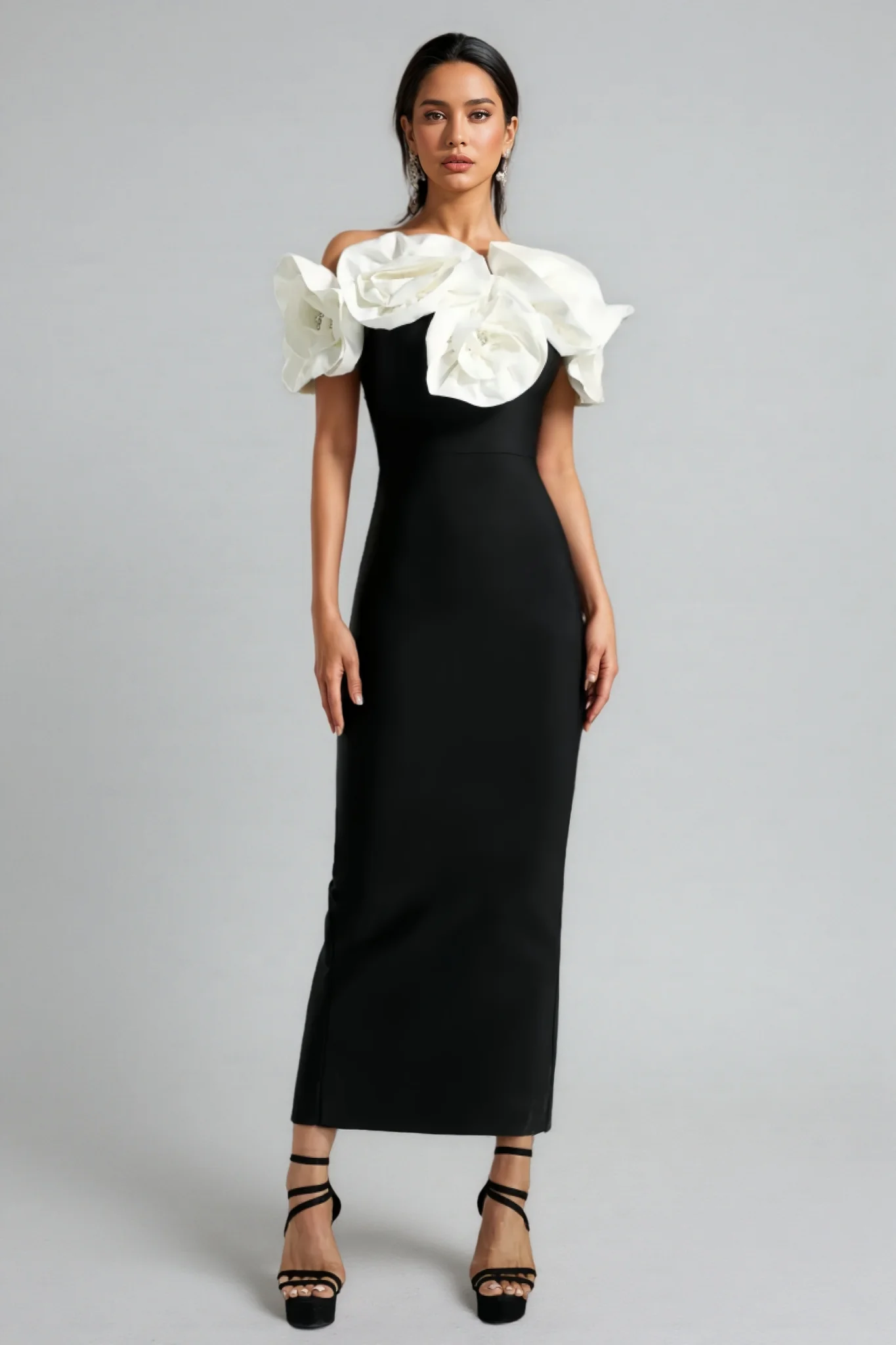 Slaia Flower One Shoulder Maxi Dress