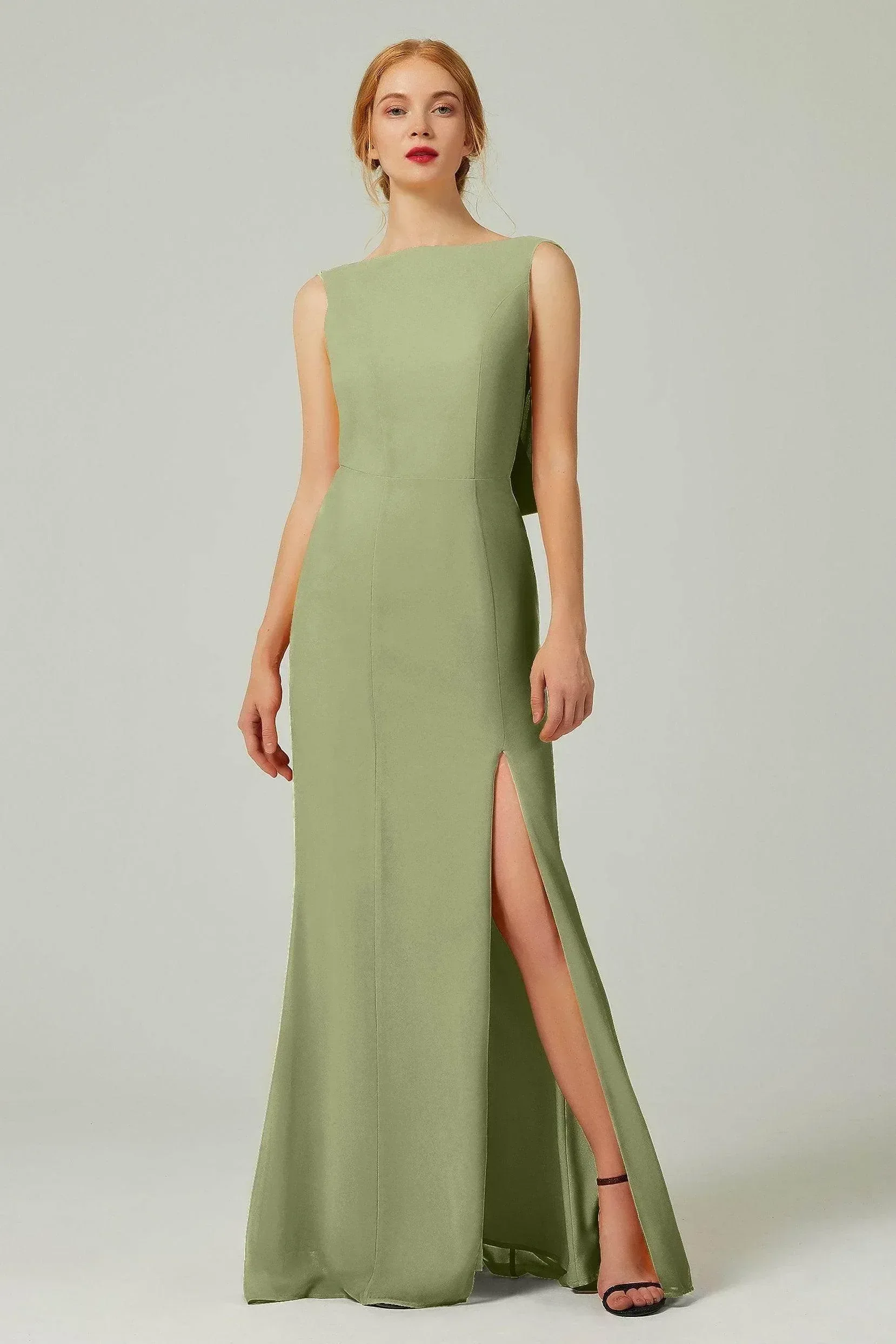 Sheath-Column Sweep-Brush Chiffon Bridesmaid Dress Formal Dresses CB0310