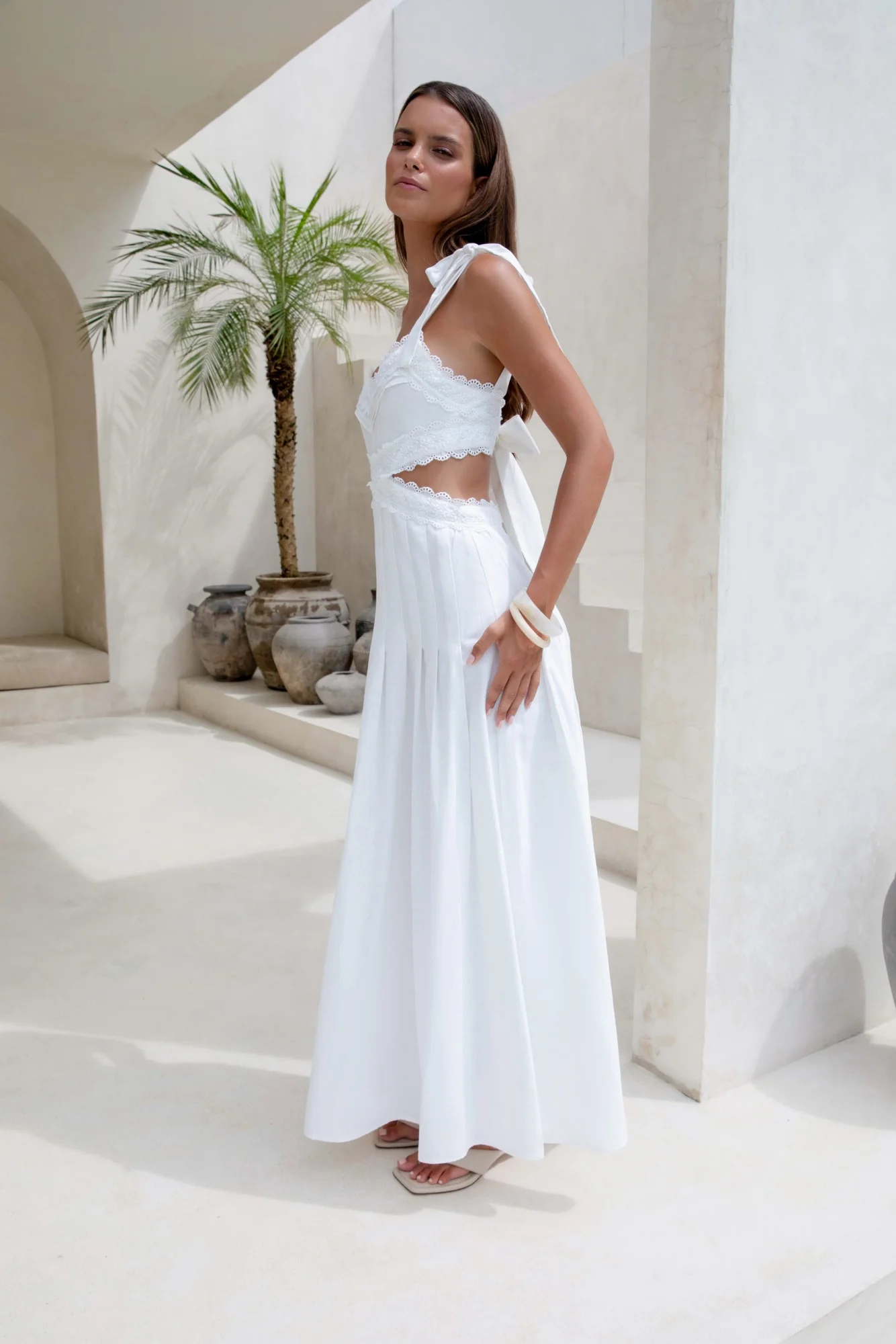 Laced In Time Maxi Dress White - luluinthesky