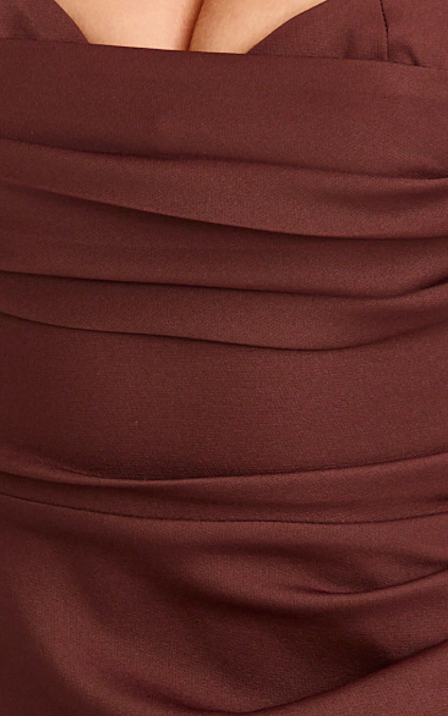 Kenna Maxi Dress - Gathered Bust Tucked Waist Dress in Chocolate