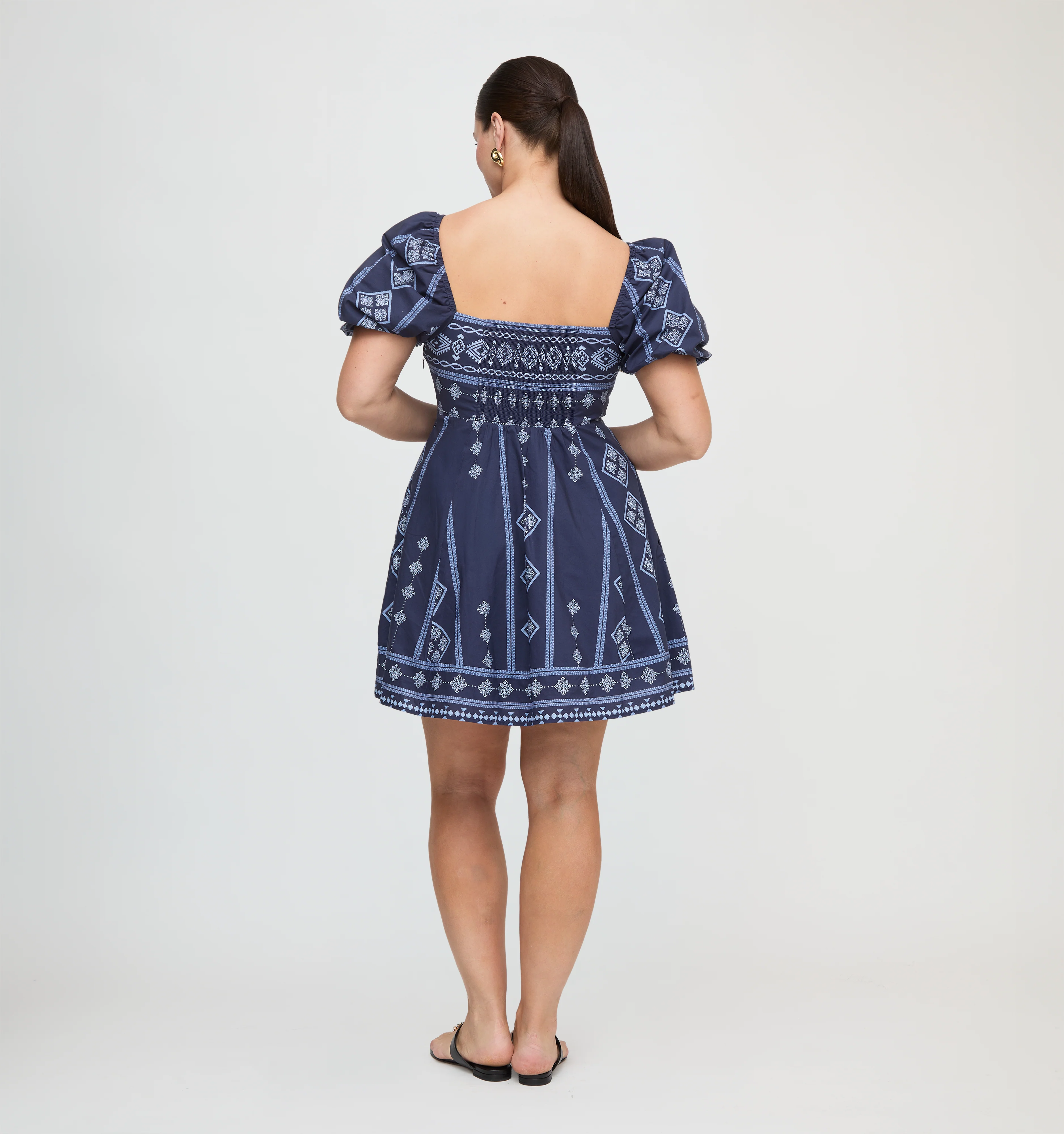 The Matilda Mini Dress - Navy Diamond Batik