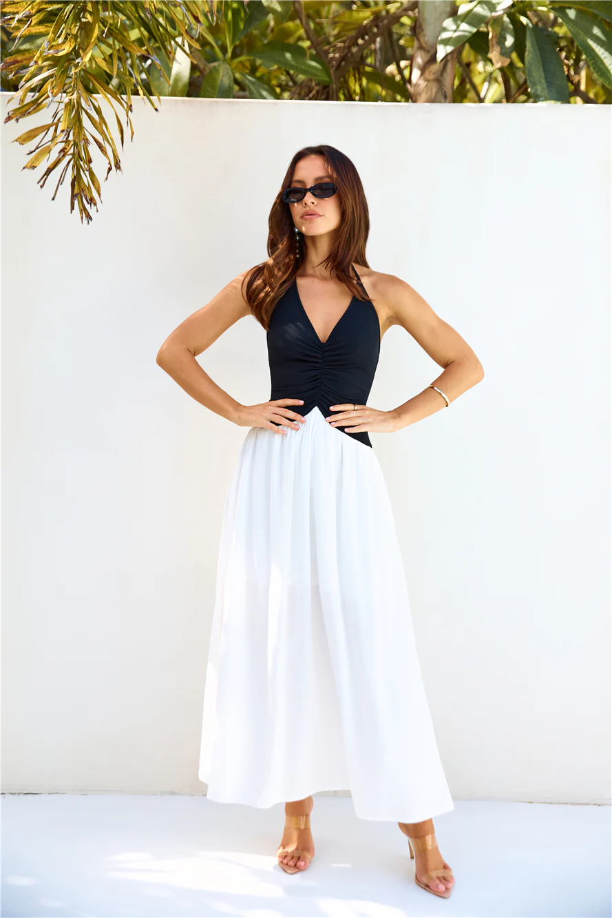 Lake Days Halter Maxi Dress White - luluinthesky