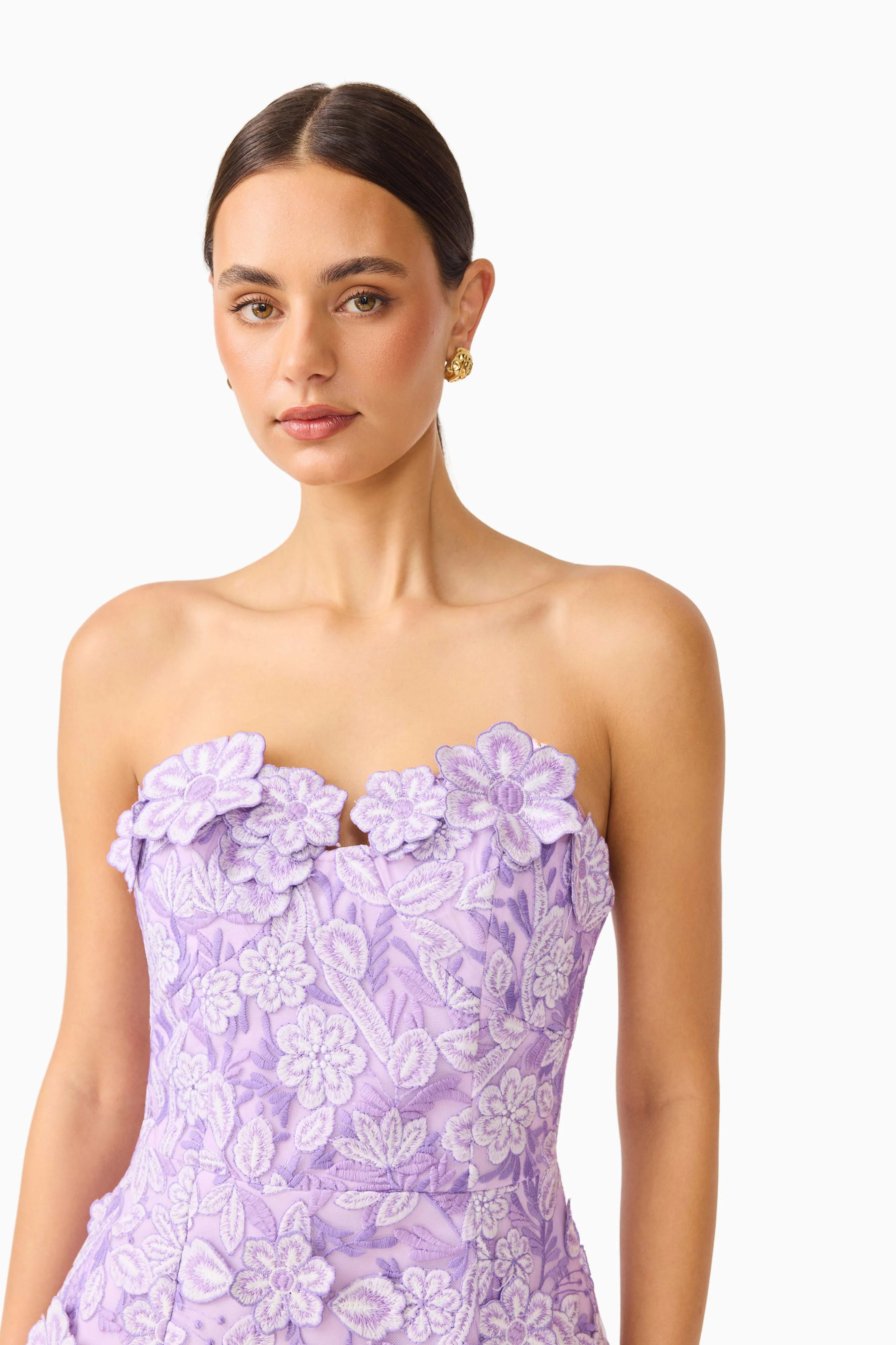 Roseate Strapless Maxi Dress in Purple