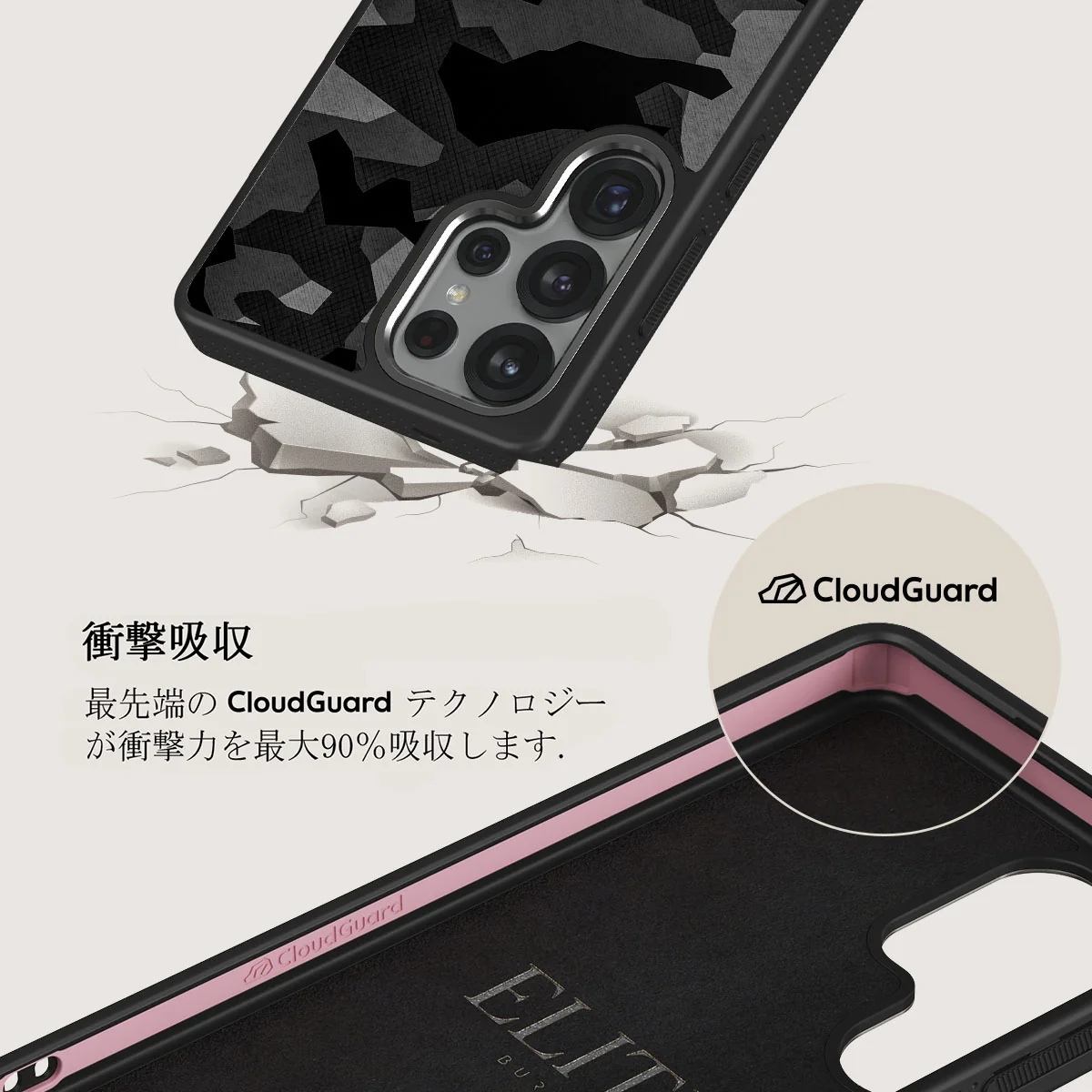 Night Black Camouflage - Samsung Galaxy S25 Ultra ケース