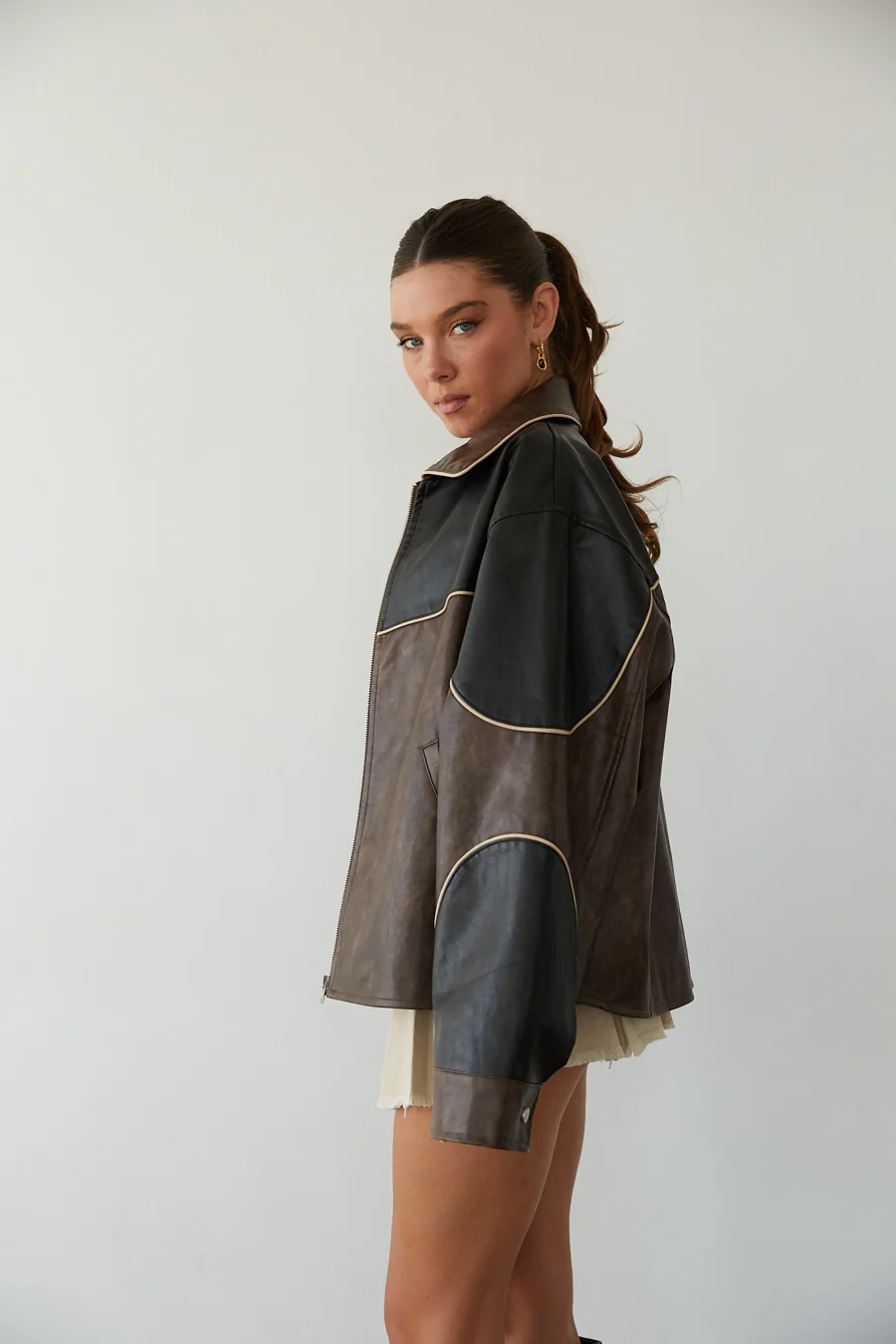 Roxy Faux Leather Bomber Jacket - luluinthesky