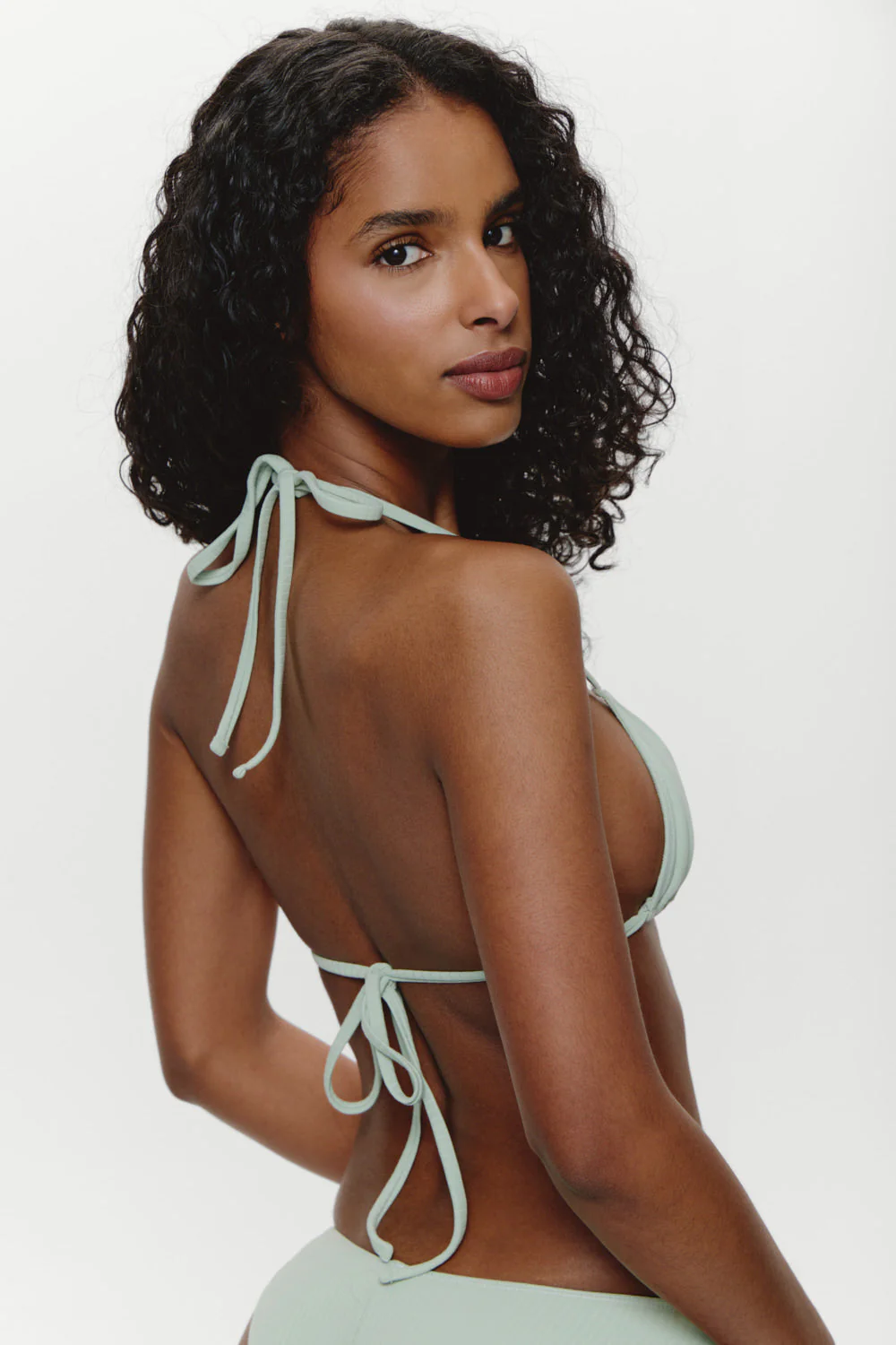 Nick Triangle Halter Bikini Top - Minty