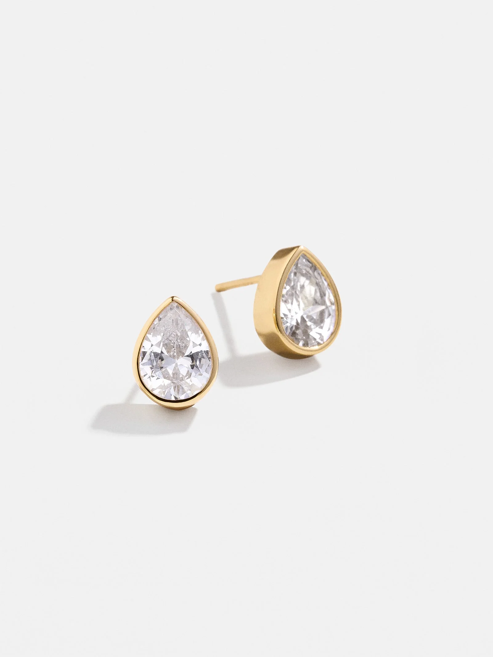 Donna 18K Gold Bezel Earrings - Pear Bezel Set Earrings