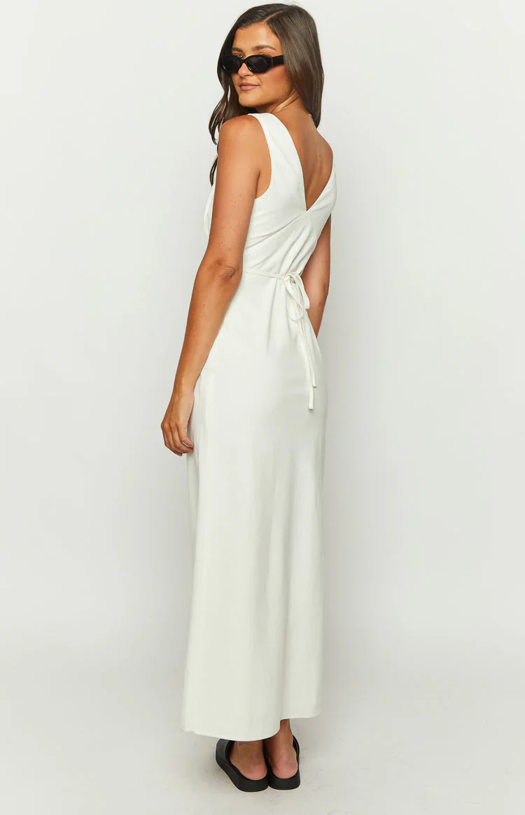 Verlaine White Linen Blend Maxi Dress - luluinthesky