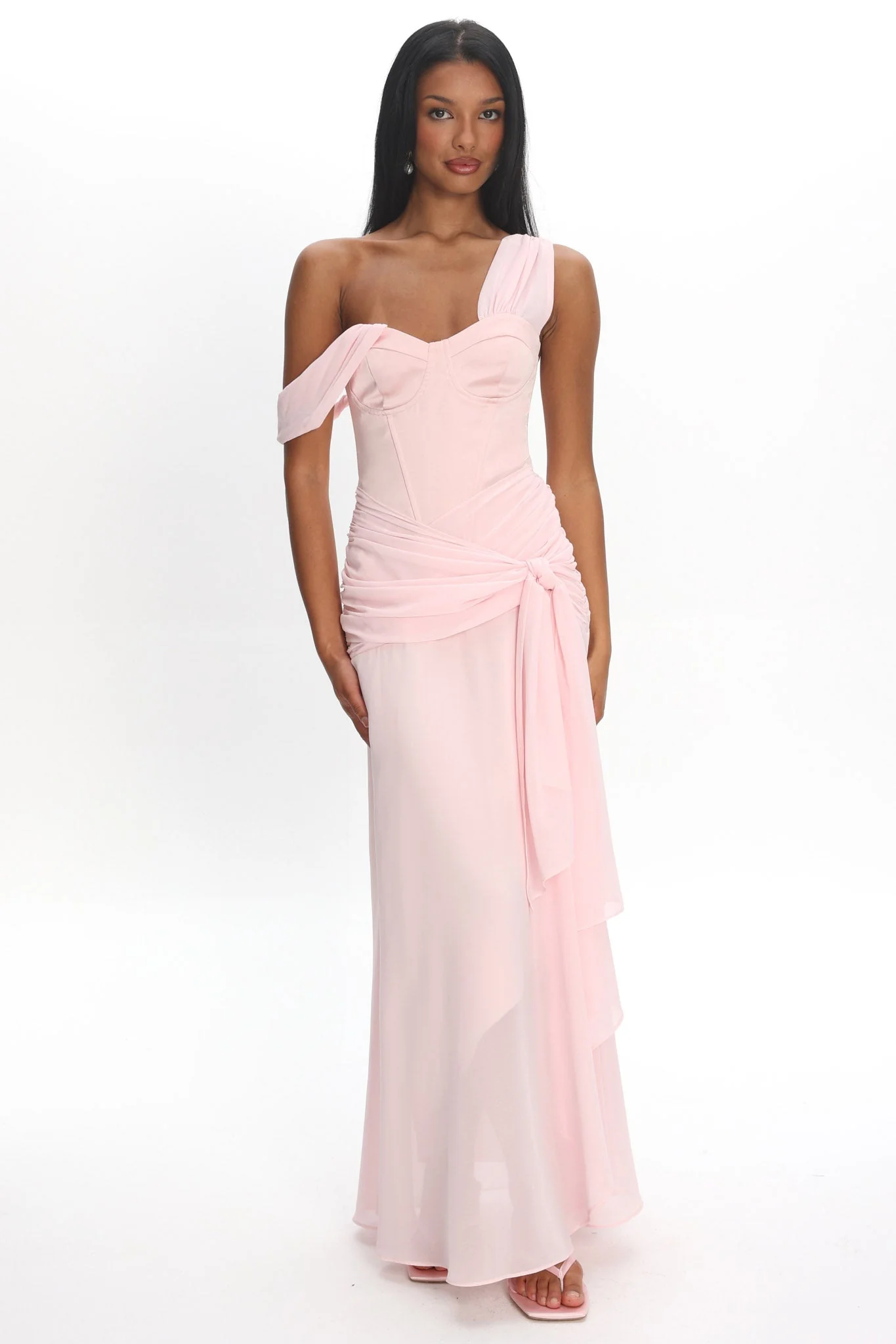Keia Waist Sash Maxi Dress Powder Pink