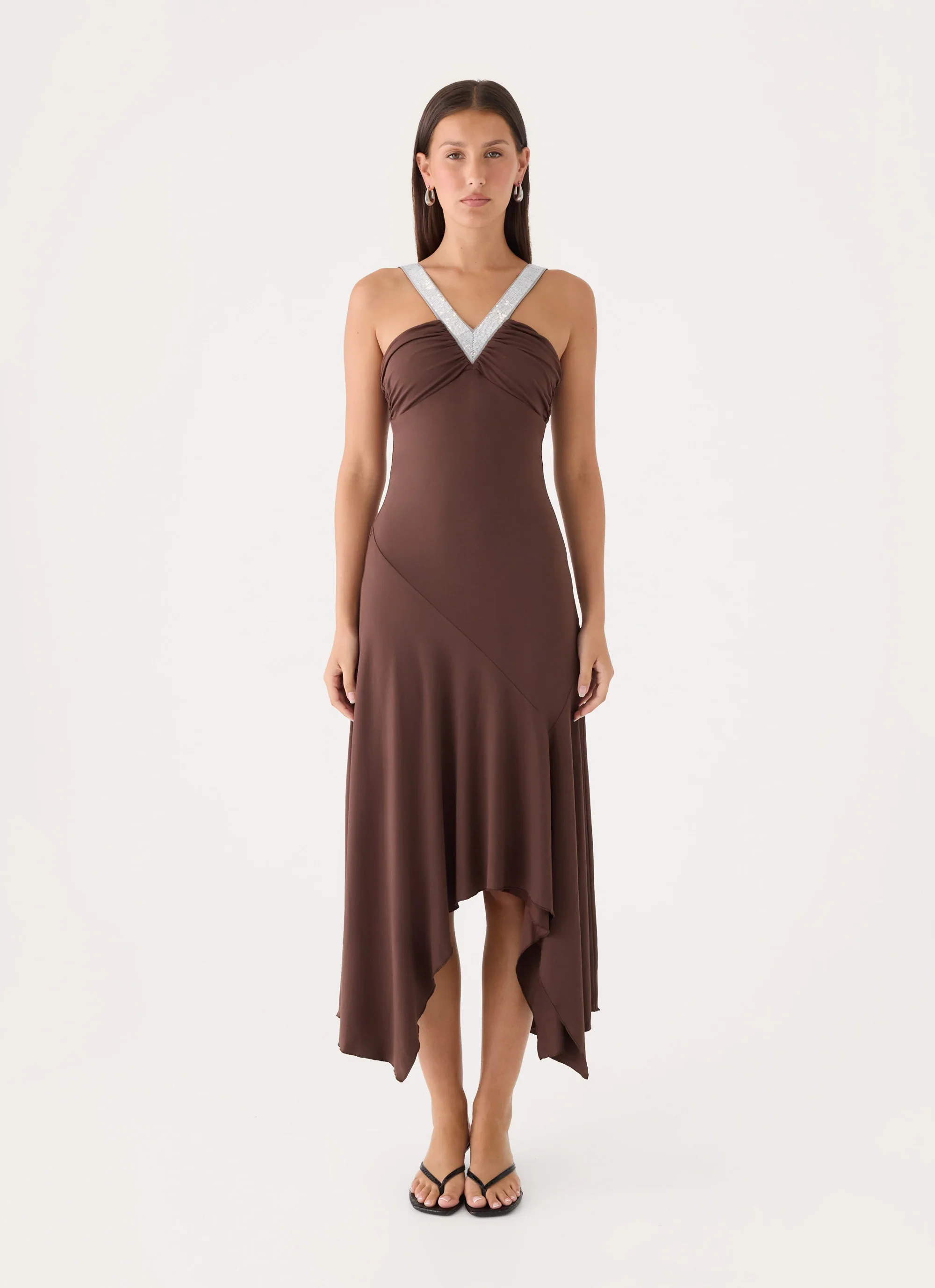 Elixia Midi Dress - Chocolate