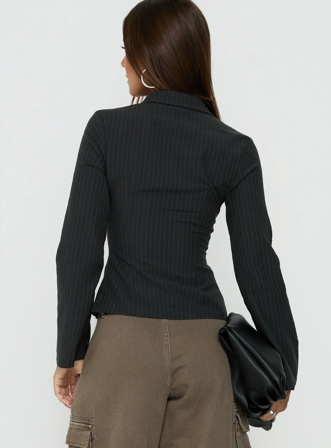 Anni Pinstripe Shirt Black
