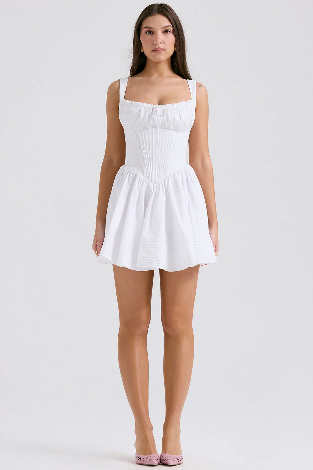 white cotton mini dress