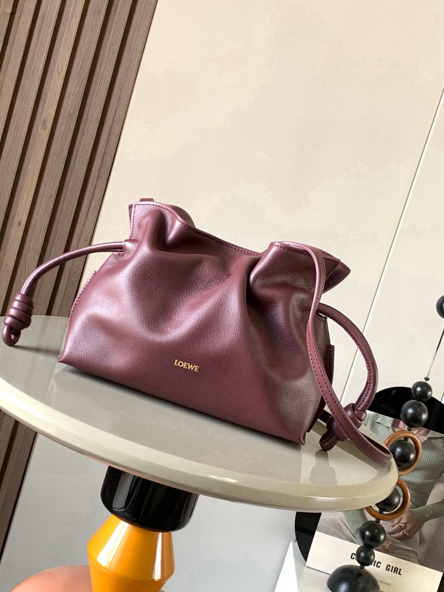 [TOP] LOEWE Flamenco Bag Cowhide Leather 23x18x9cm - Burgundy Red