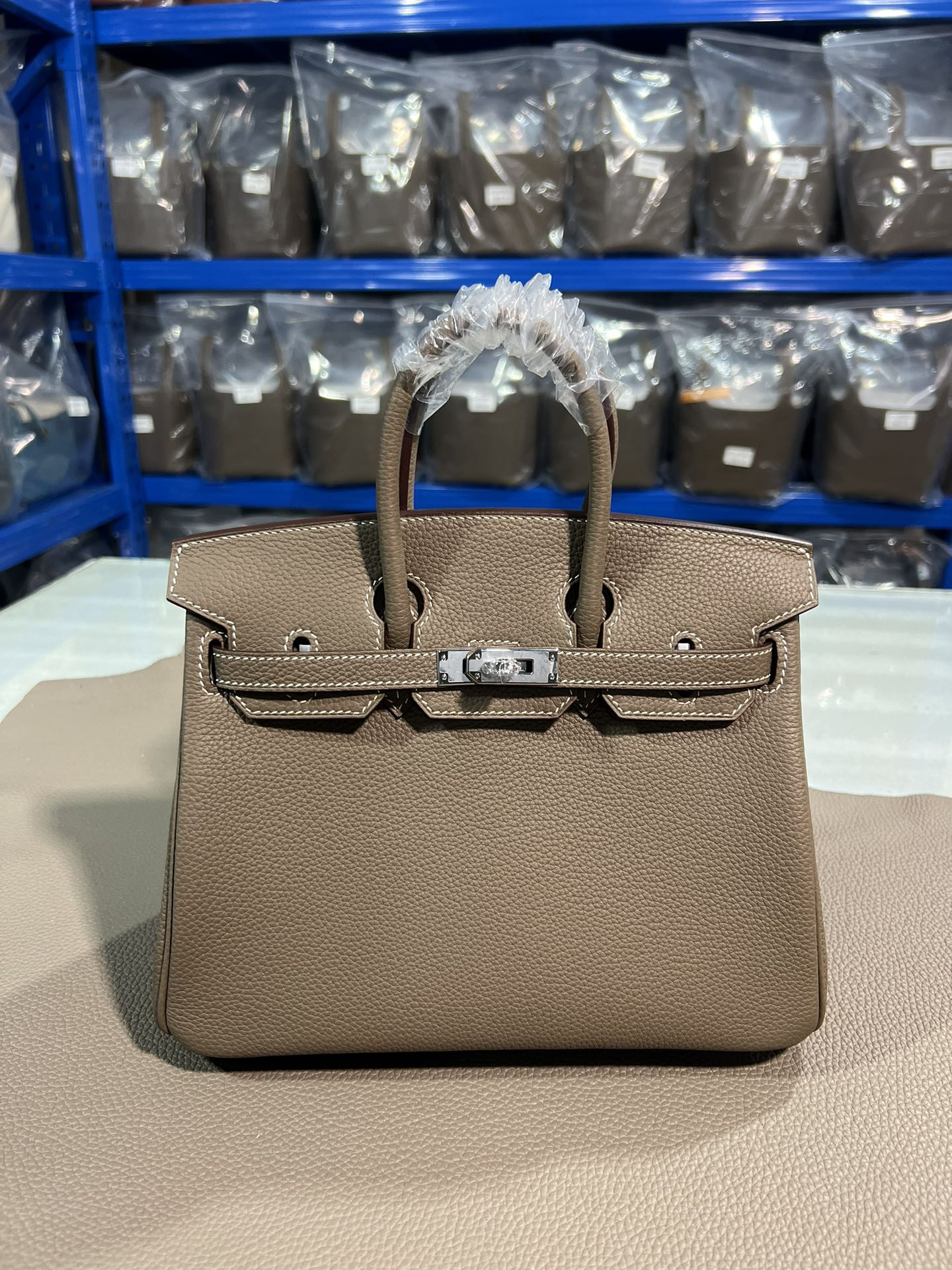 [TOP] HERMES Birkin Togo Leather 25cm - Etoupe & SHW