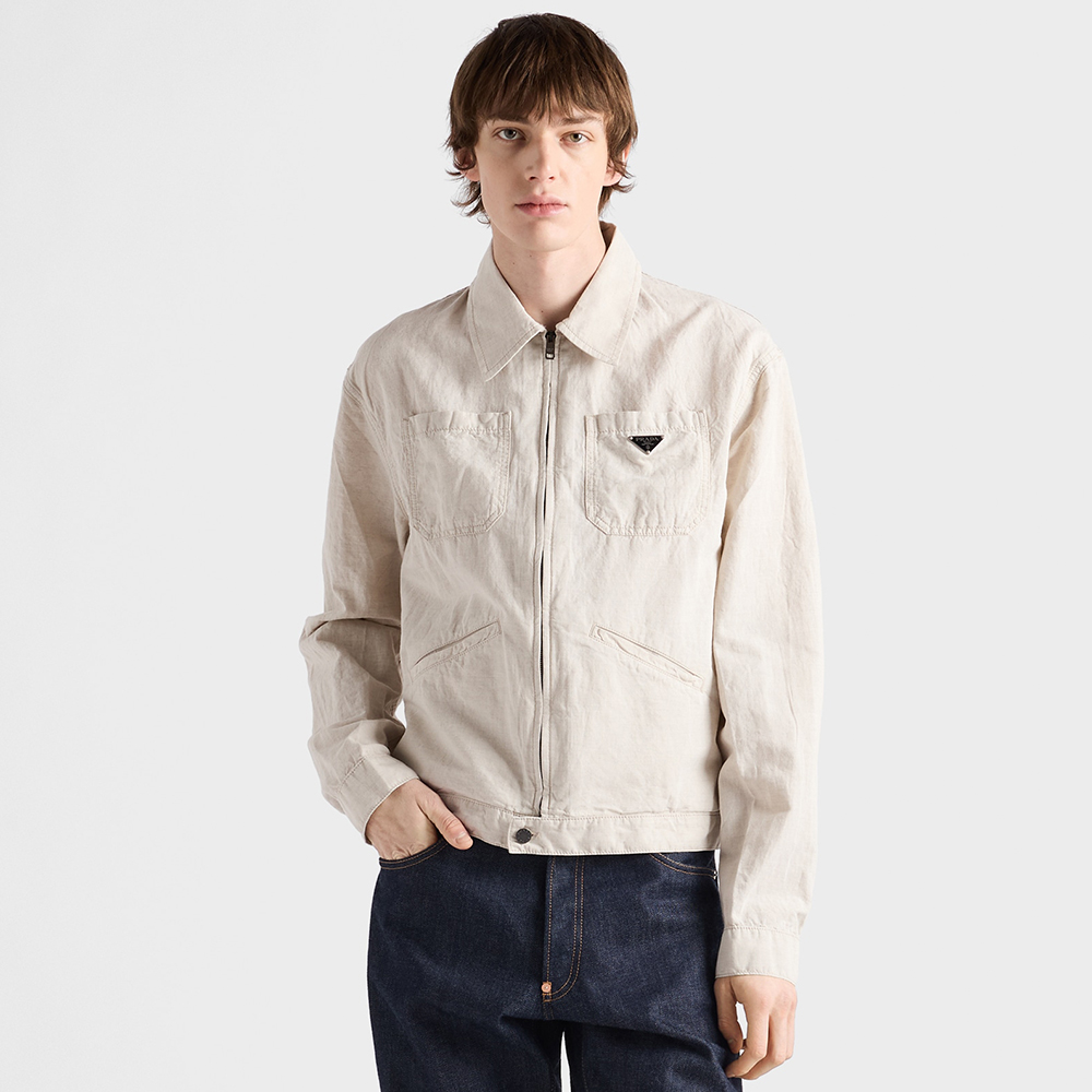 PRADA Natural Chambray Blouson Jacket #329123