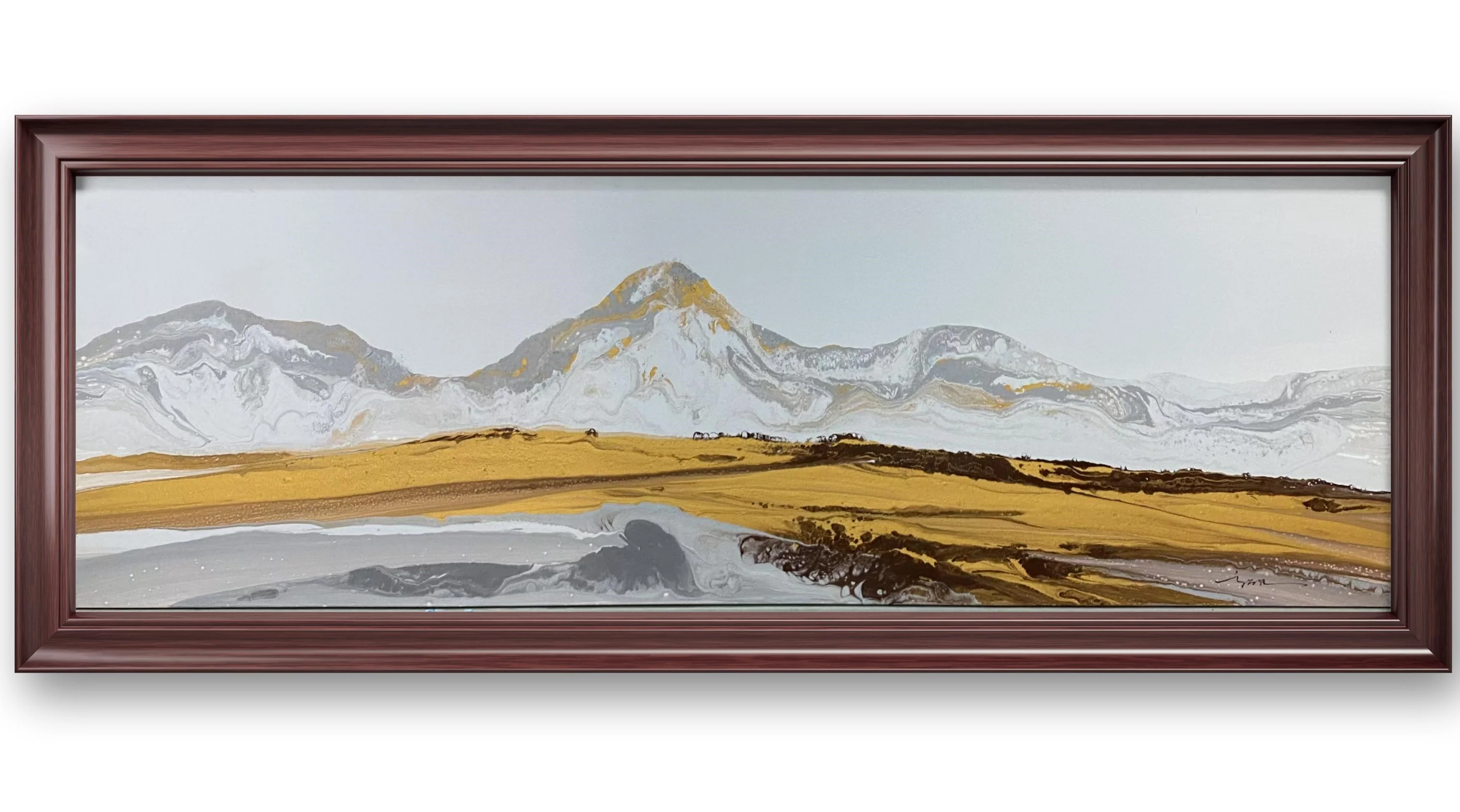 Golden snow-capped mountains