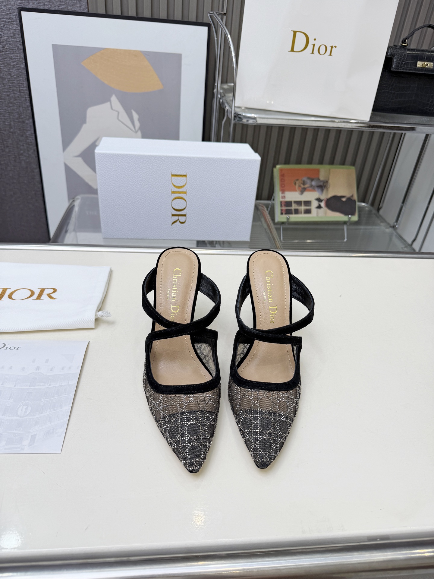 [TOP] Christian Dior High Heels Slippers - Black - 711 Luxury