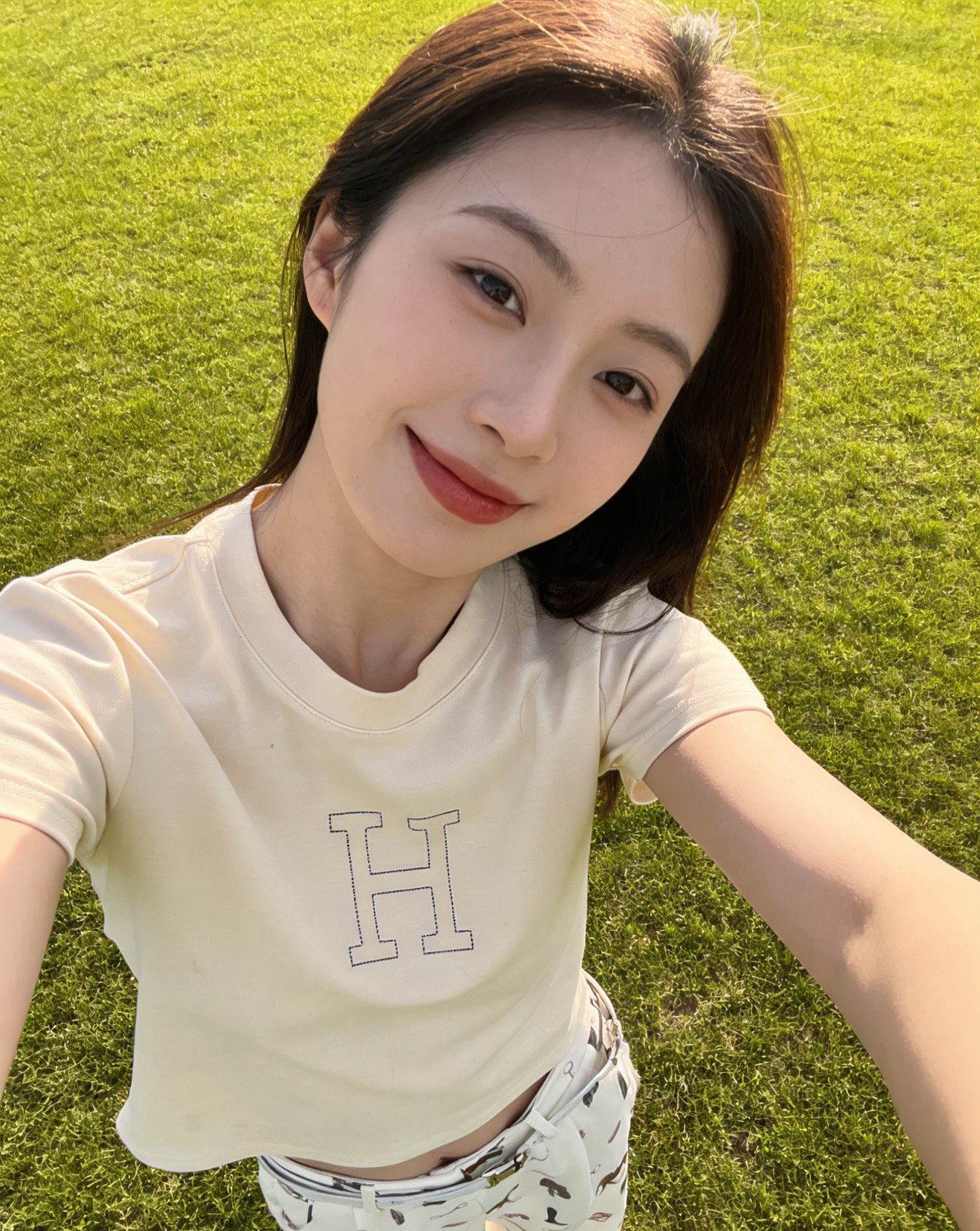 [TOP] HERMES Short-Sleeve T-Shirt -  Beige