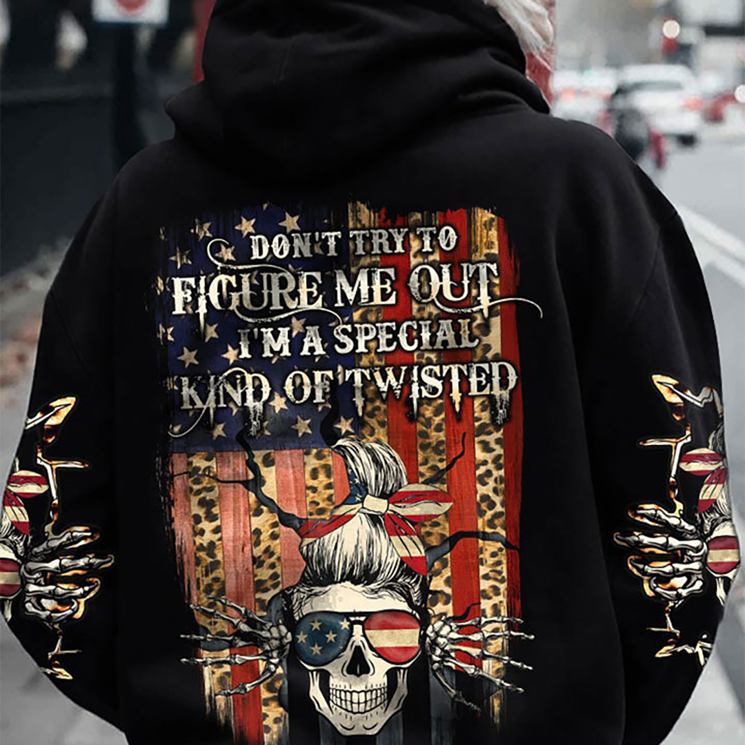 DON'T TRY TO FIGURE ME FLAG WOMEN'S HOODIE