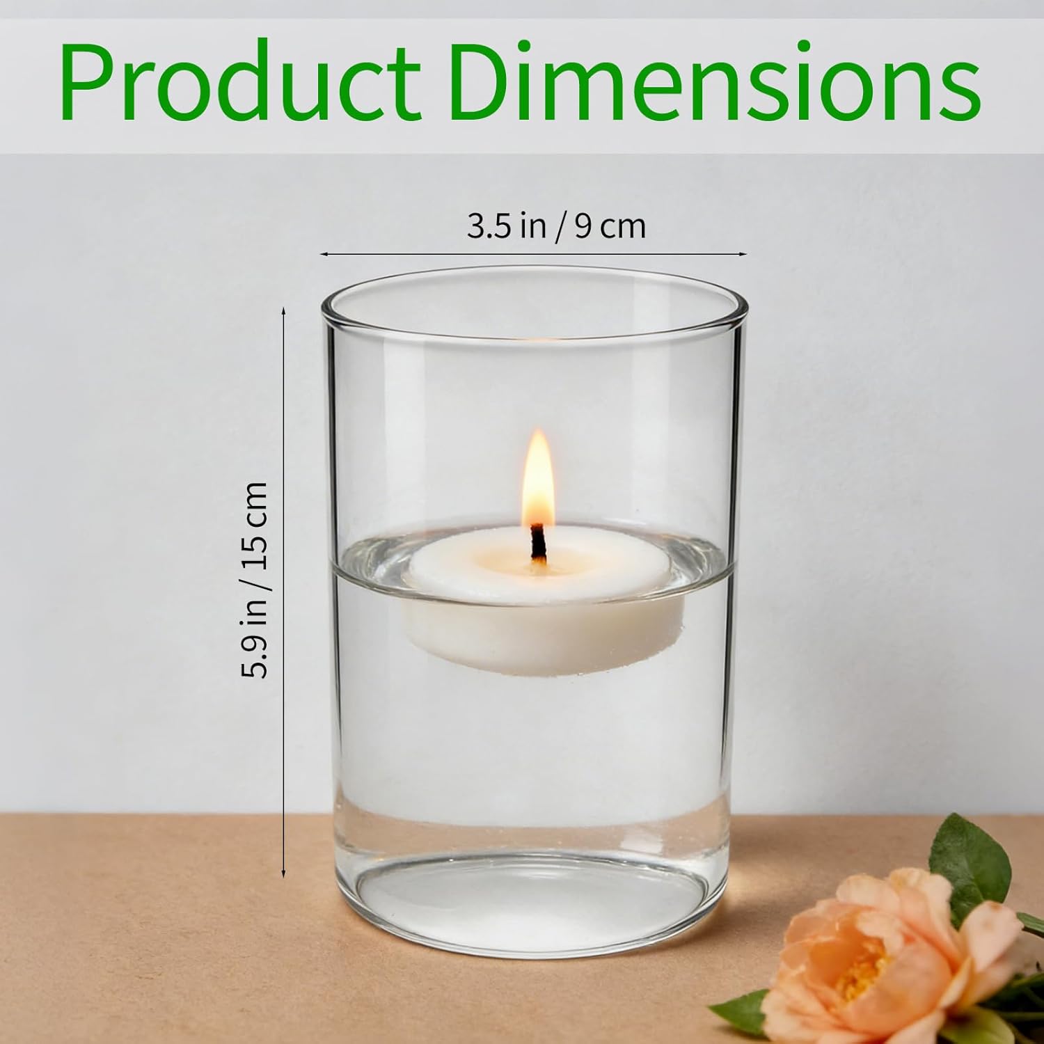 Jibrelxion 12 Pack Glass Cylinder Vases for Centerpieces, 6 Inches Tall Clear Flower Bud Vases for Wedding Decorations, Hurricane Floating Candle Holder for Home, Party and Table Shelf