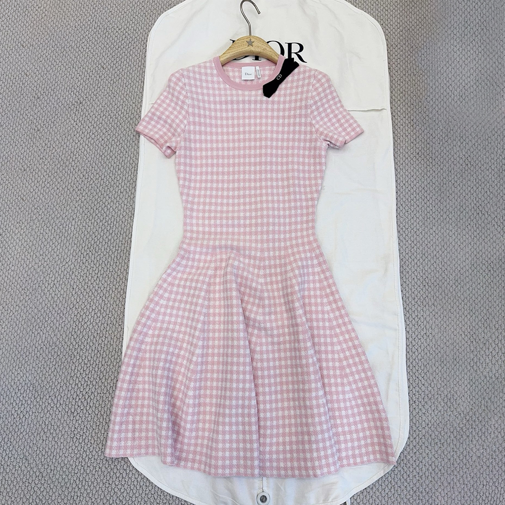 Dior Pink Plaid Dress #383343
