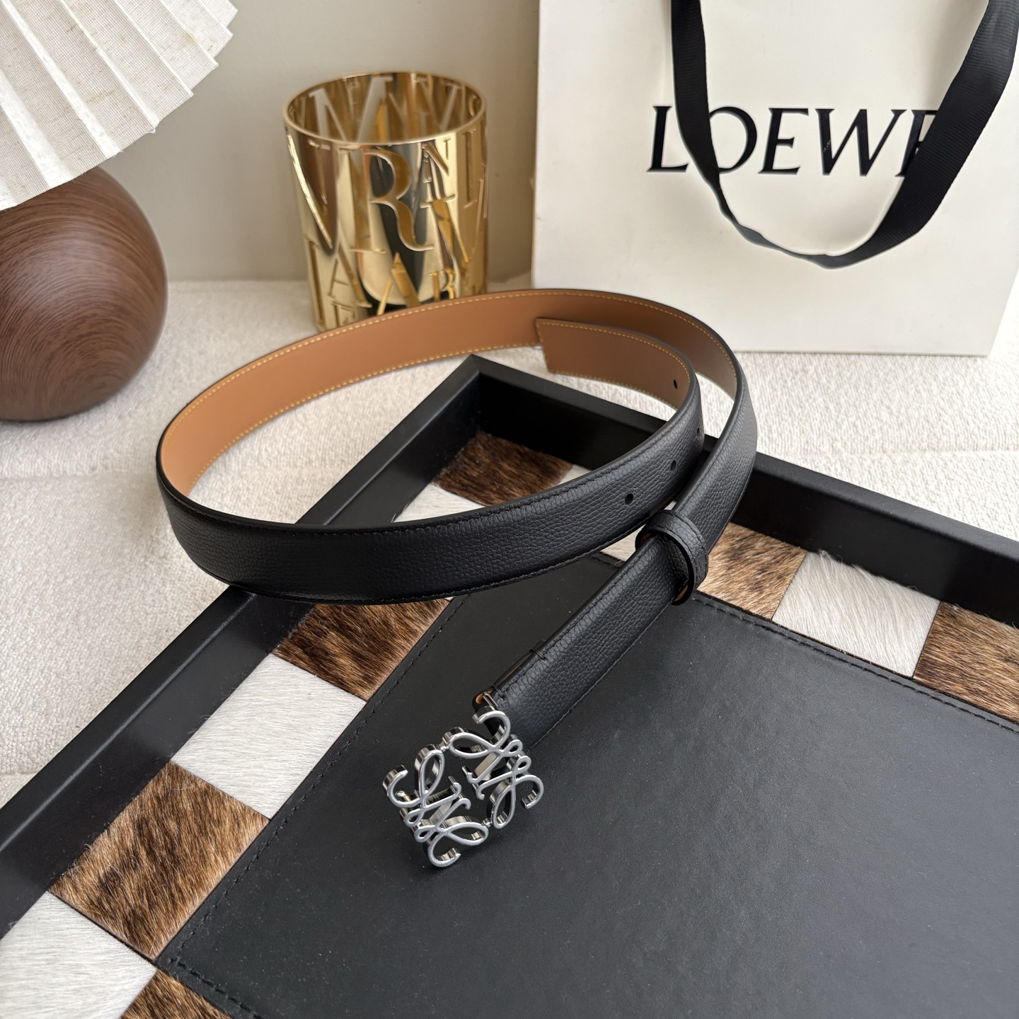 [TOP] LOEWE Leather Belt 2.8cm - Black - 711 Luxury