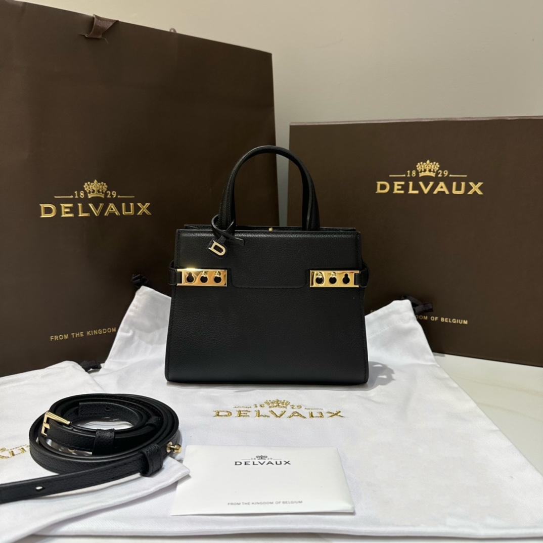 [TOP] Delvaux Tempete Crush Bag Calfskin 19*7*15cm - Black - 711 Luxury