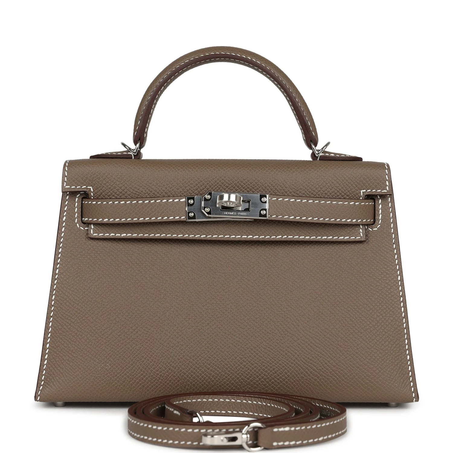 Hermes Kelly Sellier  Etoupe Epsom Palladium Hardware