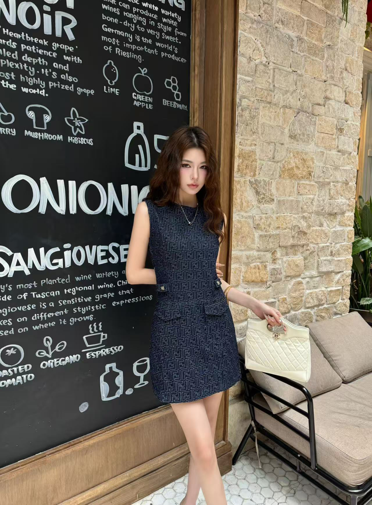 [TOP] FENDI Denim Dress - Navy Blue