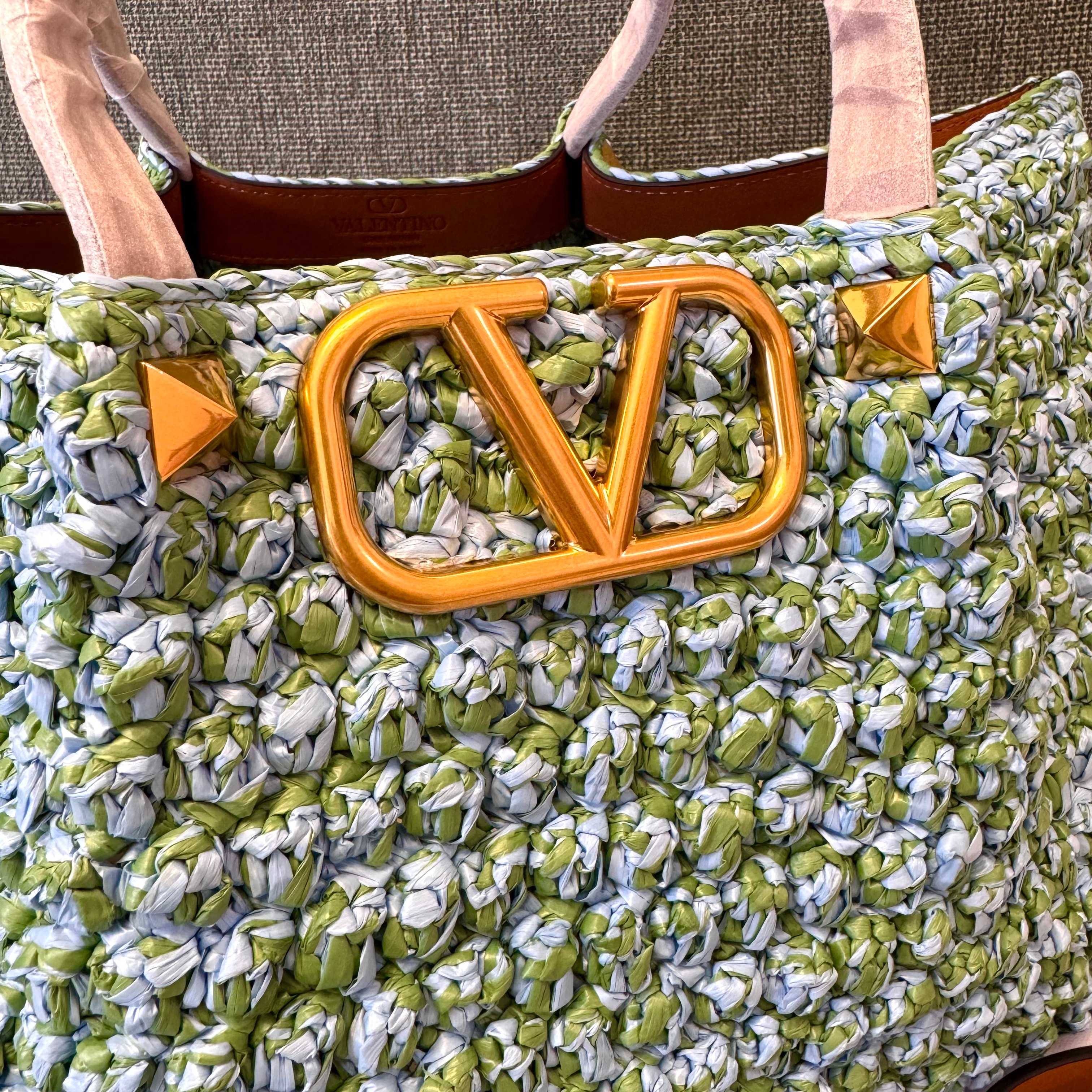 [TOP] VALENTINO Woven Tote Bag 35x25x17 cm - Blue
