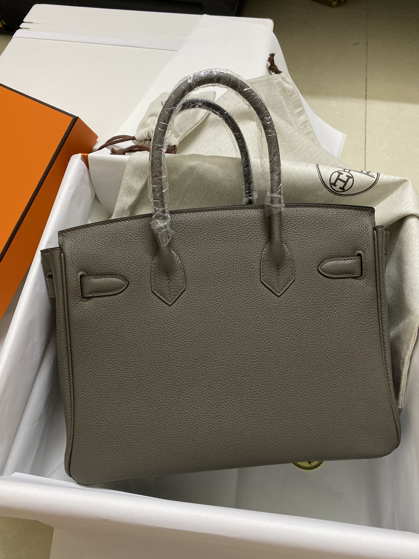 [TOP] HERMES Birkin Togo Leather 30cm - Etain & GHW