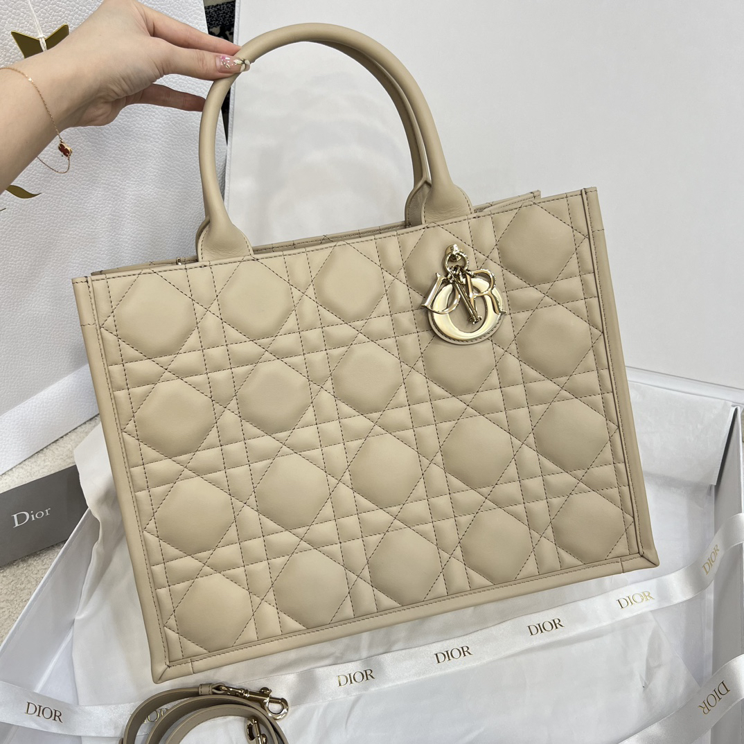 [TOP] Christian Dior Book Tote Bag Cowhide 36.5x28x17.5𝗰𝗺 - Beige - 711 Luxury