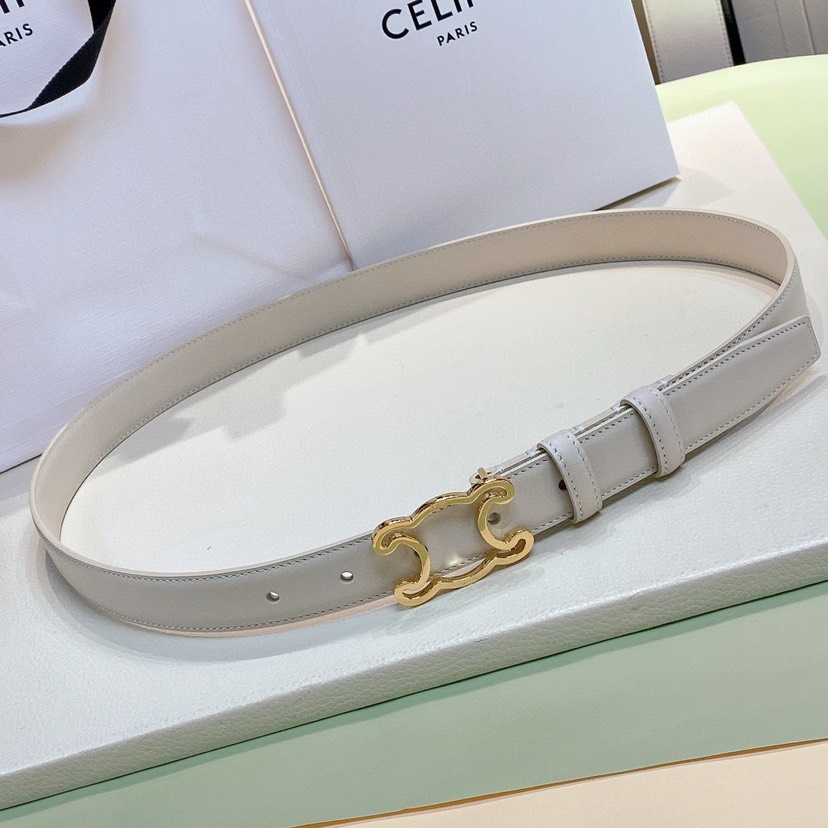 [TOP] CELINE Belt Calfskin 2.5cm - White - 711 Luxury