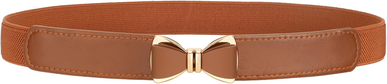VONMELLI Womens Skinny Elastic Belt Stretchy Bow Belt for Women Dresses Thin Waist Ladies Belts
