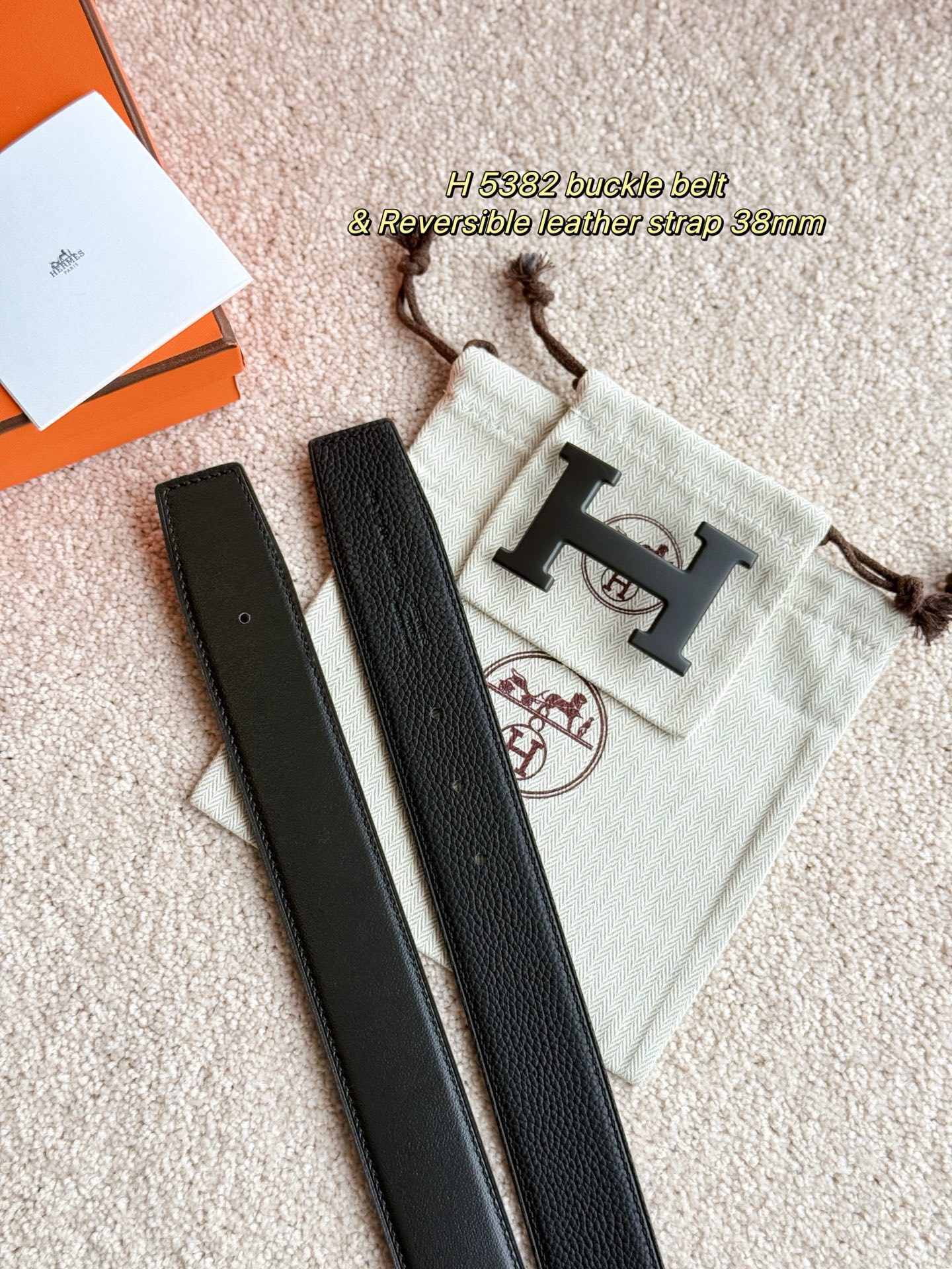 [TOP] HERMES Men's  Belt 3.8cm - Black - 711 Luxury