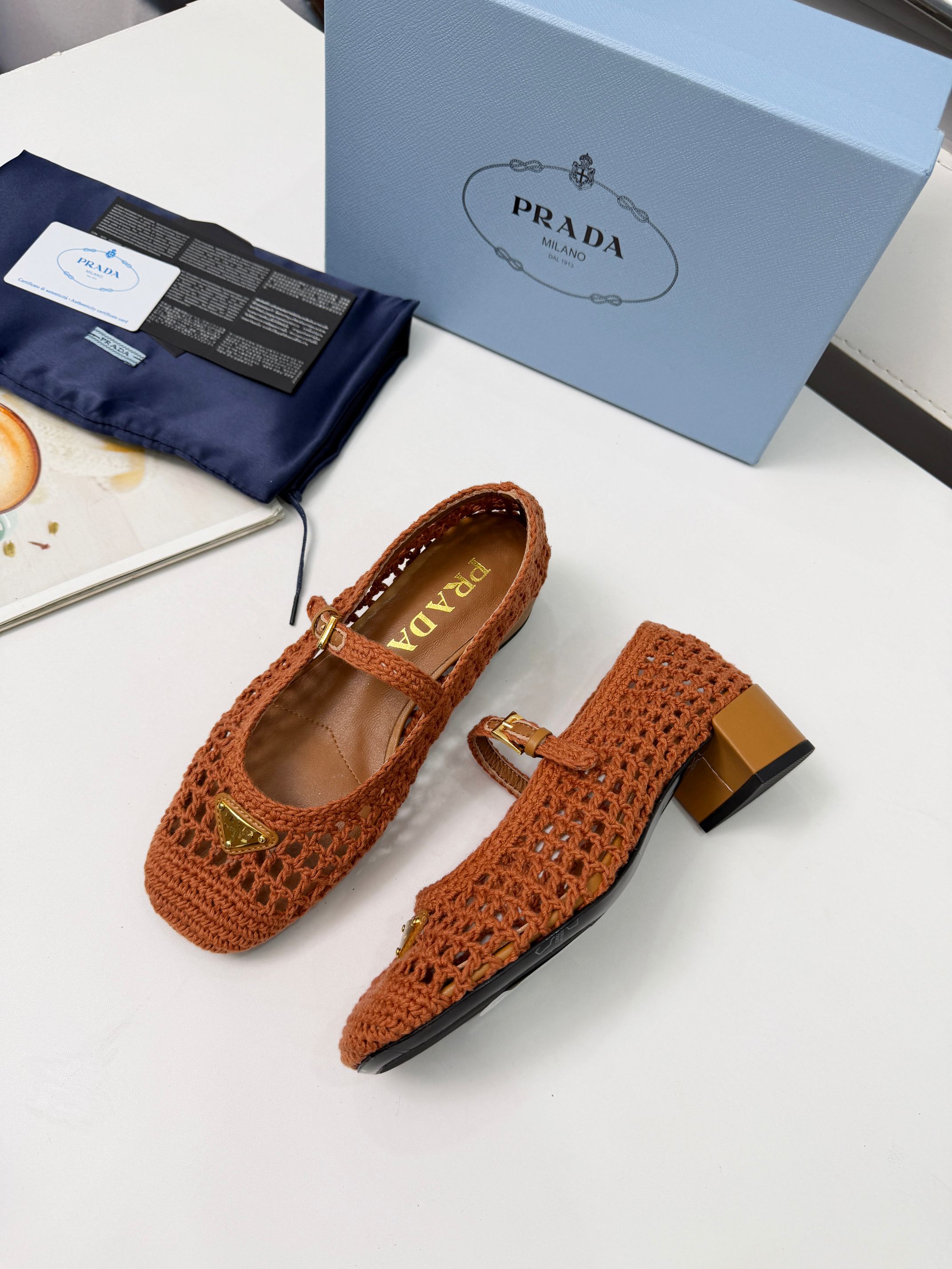 [TOP] PRADA 5cm Mid Heel Pumps - Brown - 711 Luxury