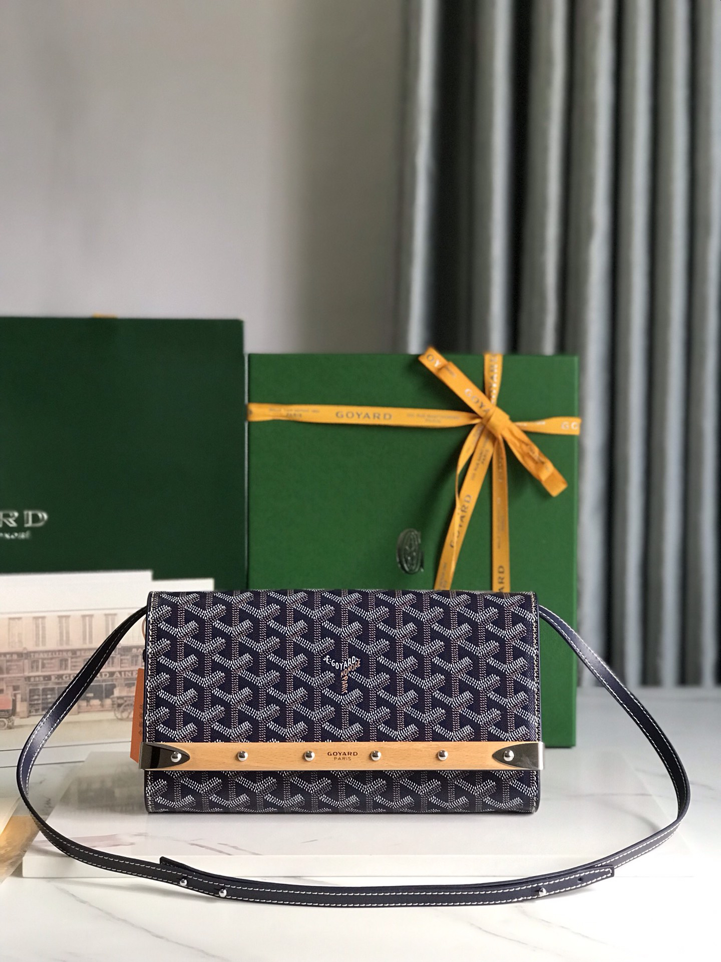 [TOP] Goyard Monte-Carlo Handbag 25×14.5×4cm - Navy Blue & SHW - 711 Luxury