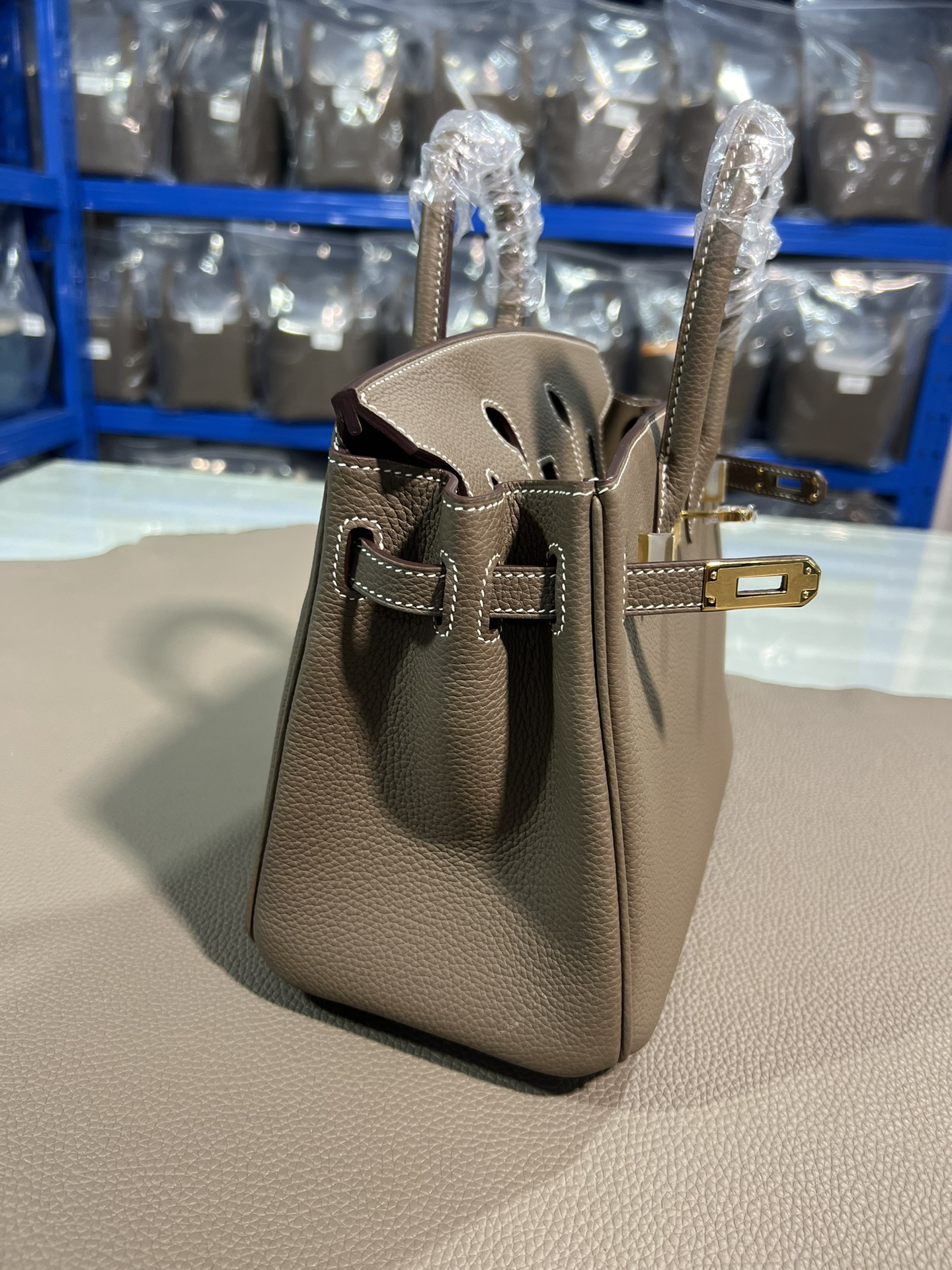[TOP] HERMES Birkin Togo Leather 25cm - Etoupe & GHW