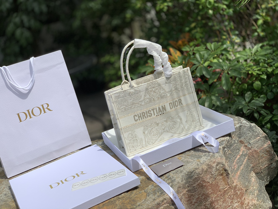 [TOP] Christian Dior Book Tote Bag 36x27.5x16.5cm - Beige