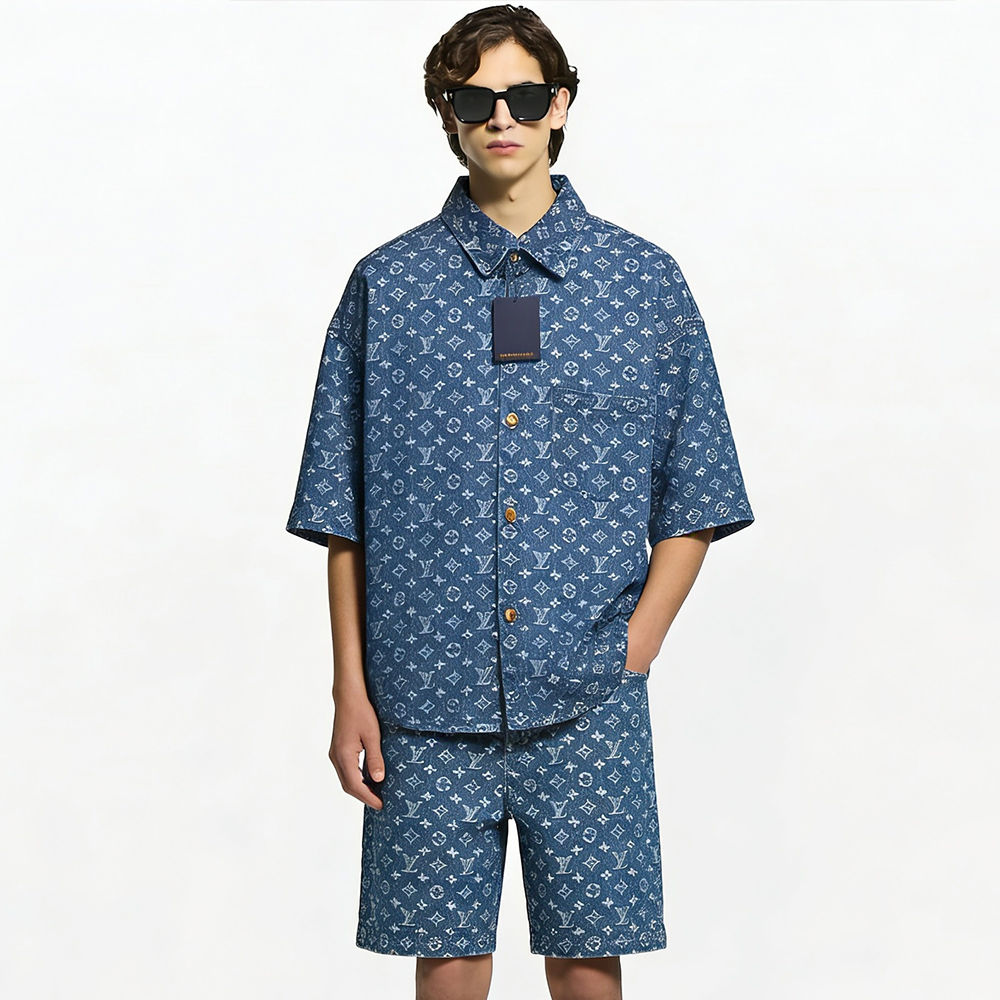 LOUIS VUITTON Monogram Denim Shirt Shorts #379572