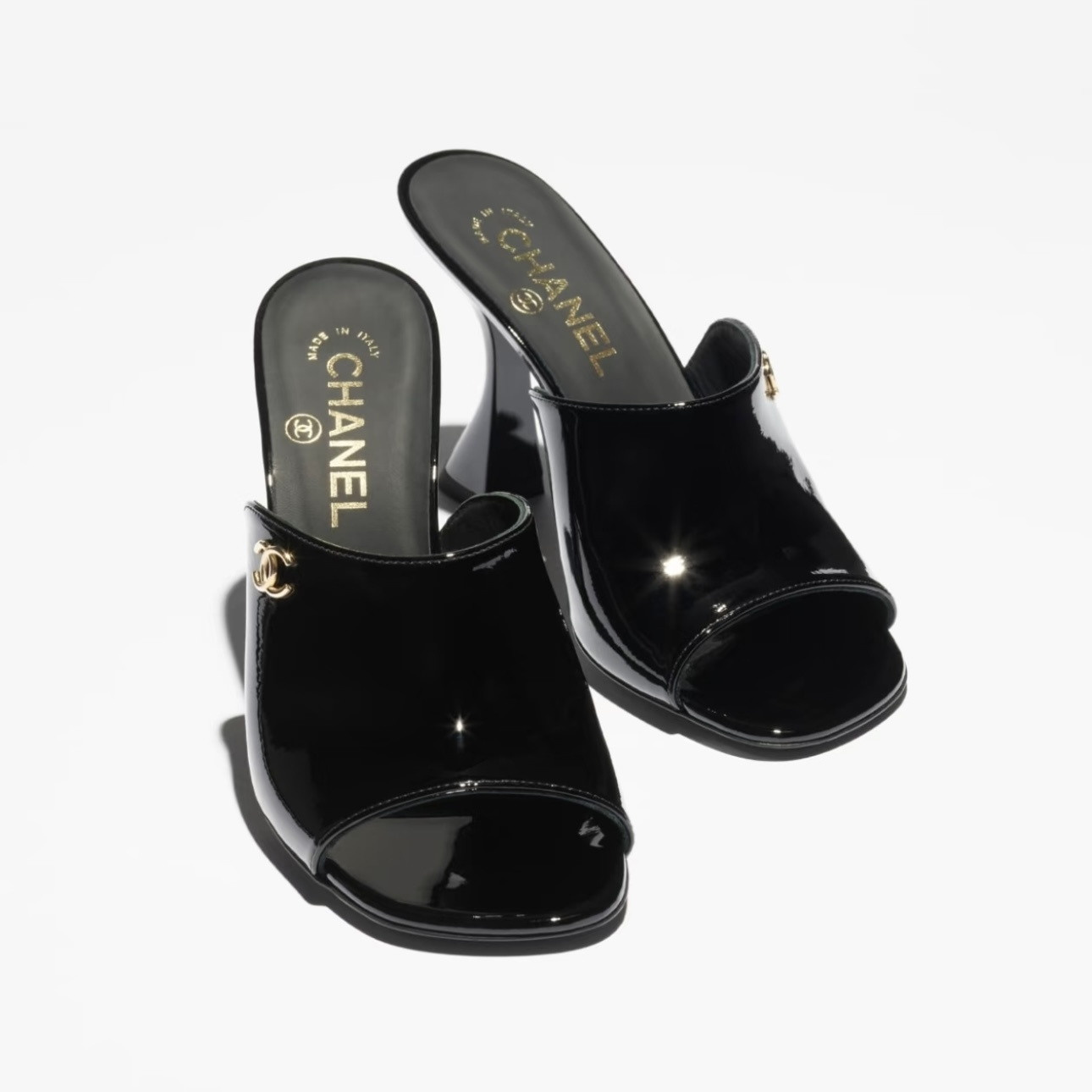 Chanel black Shoes CHANEL Open Heel Shoes Crystal Black#336539 | Nigo Office