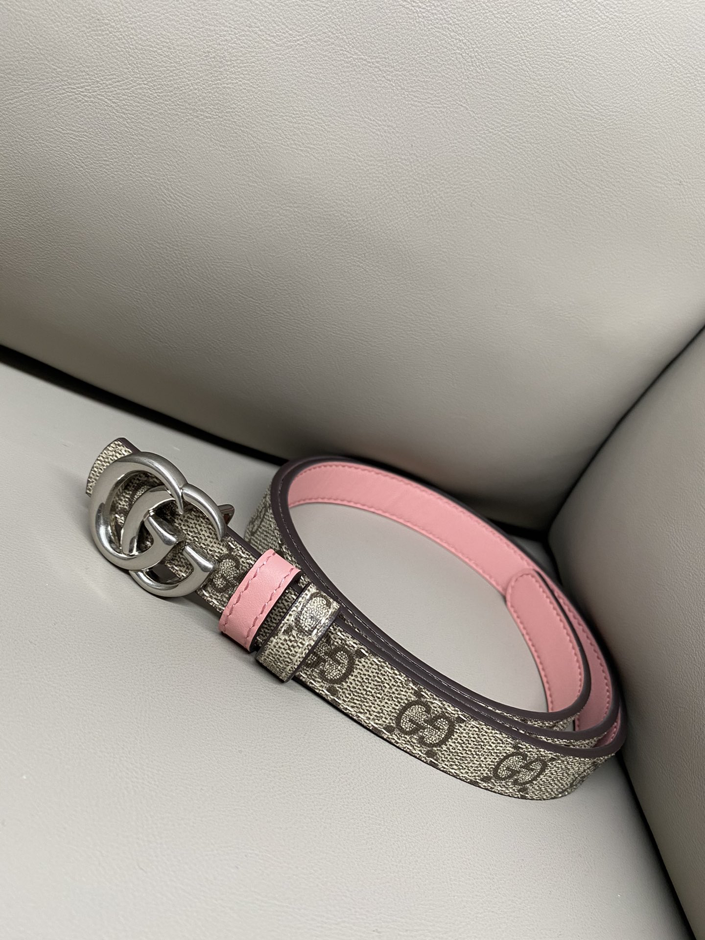 [TOP] GUCCI Marmont Belt 2 cm - Pink - 711 Luxury